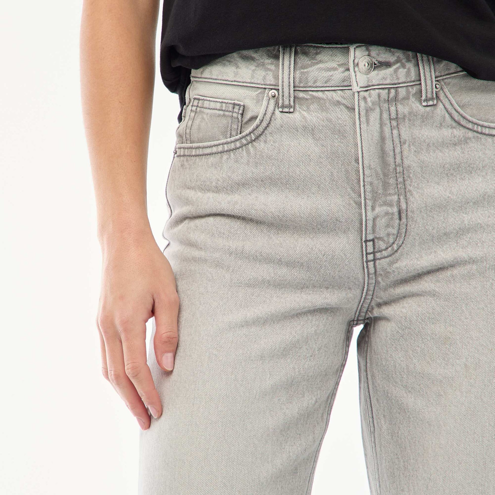 Jean taille haute coupe flare/bootcut GRIS
