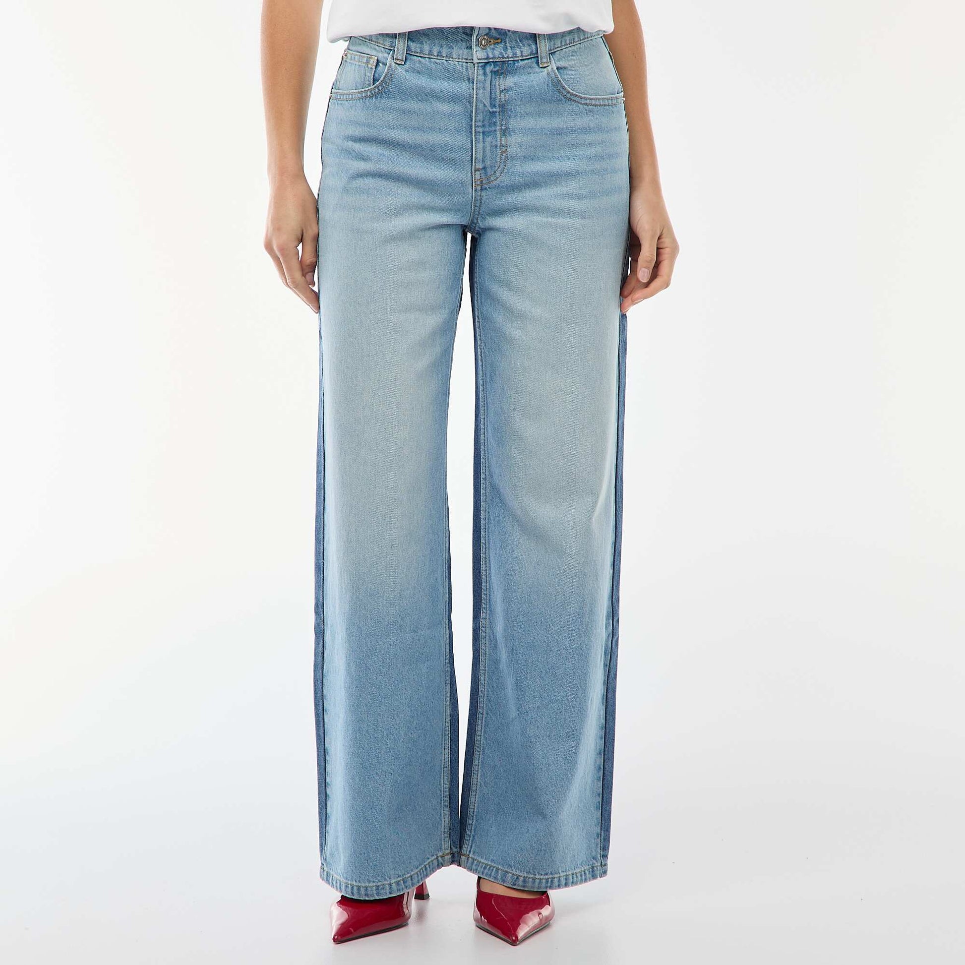 Jean taille haute coupe large / wide leg + 2 teintes de jeans BLEU