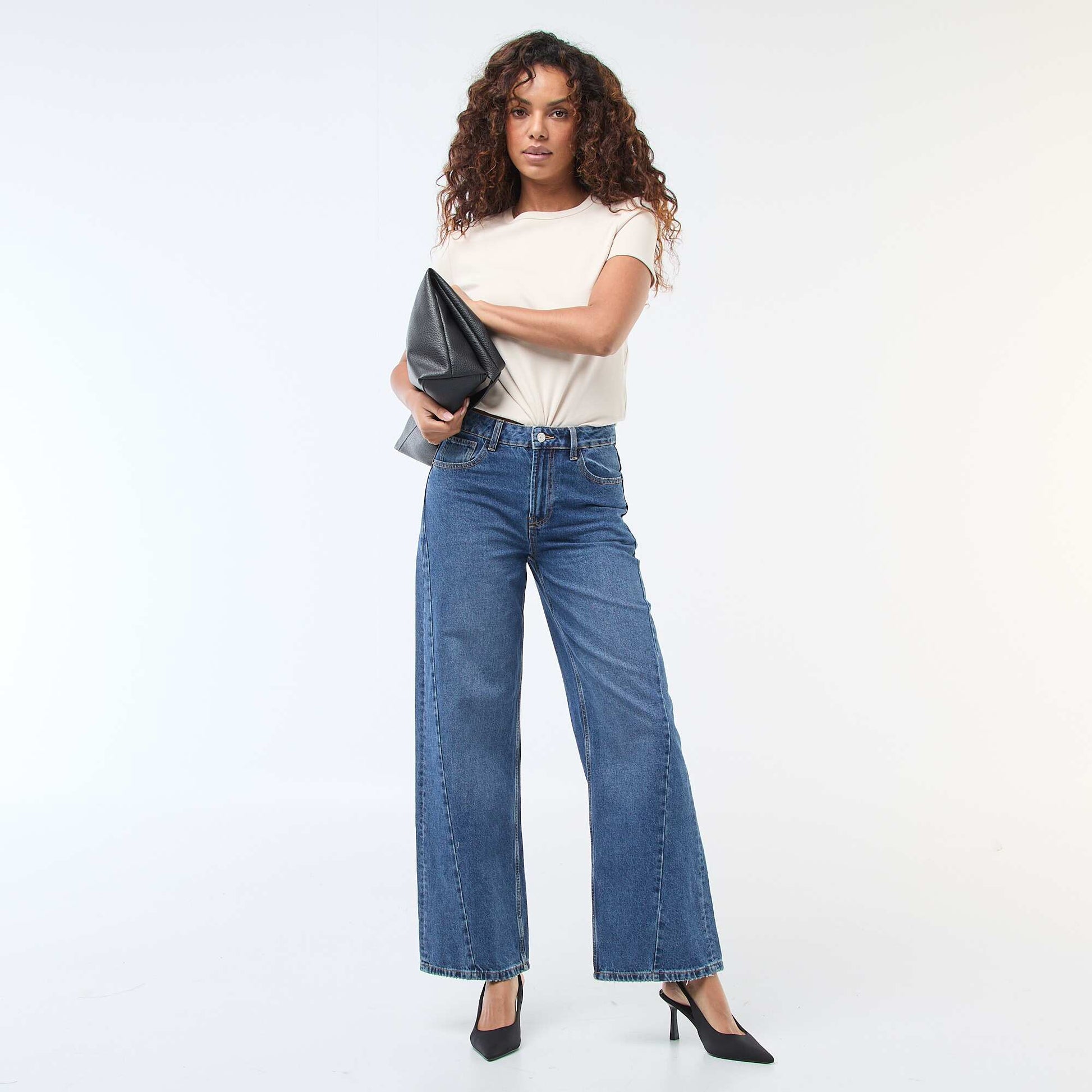 Jean taille haute coupe large / wide leg BLEU