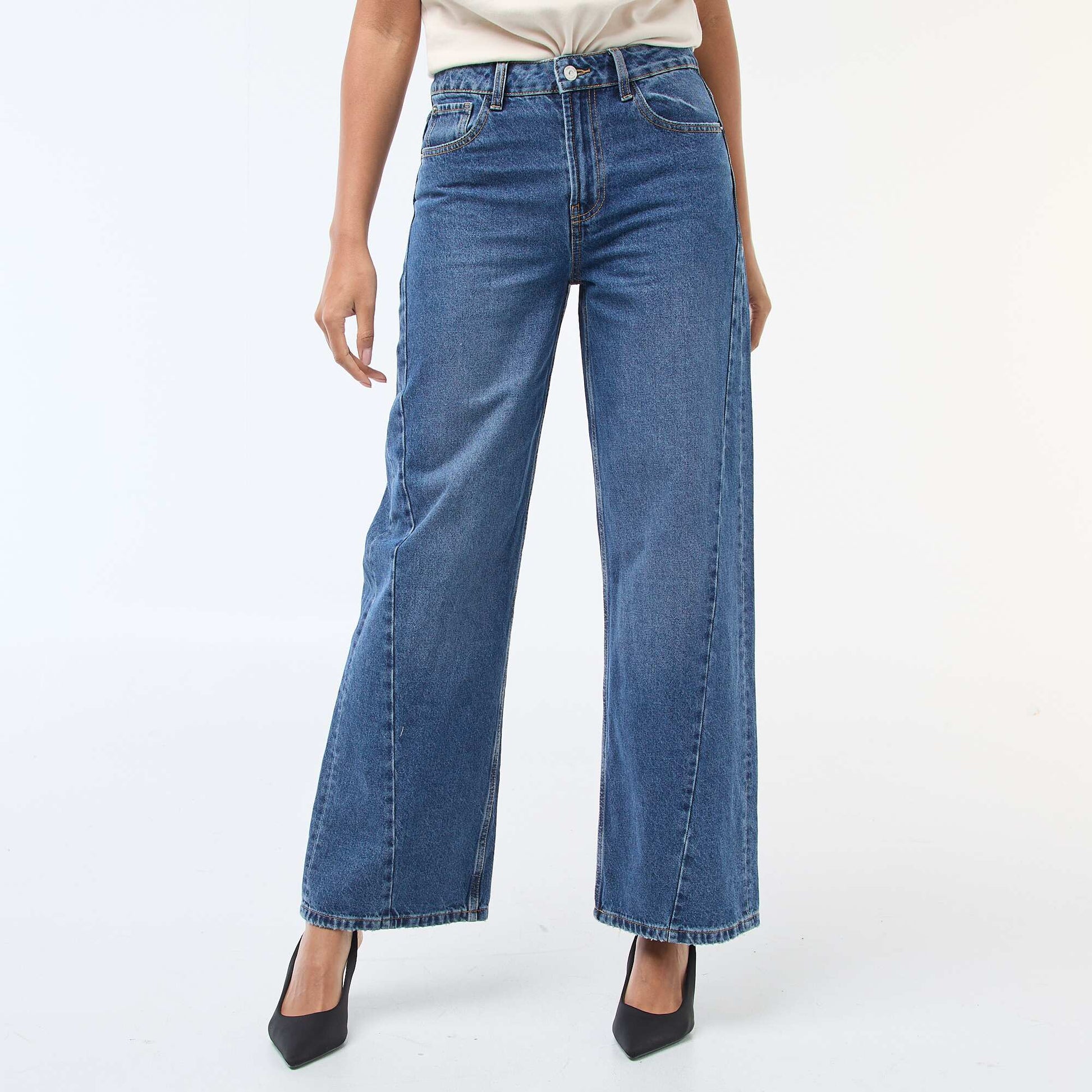 Jean taille haute coupe large / wide leg BLEU