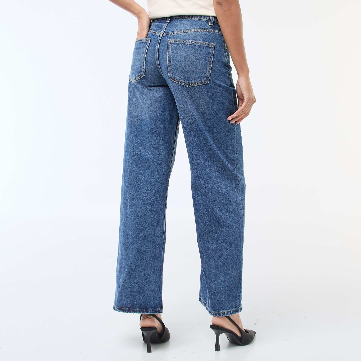 Jean taille haute coupe large / wide leg BLEU