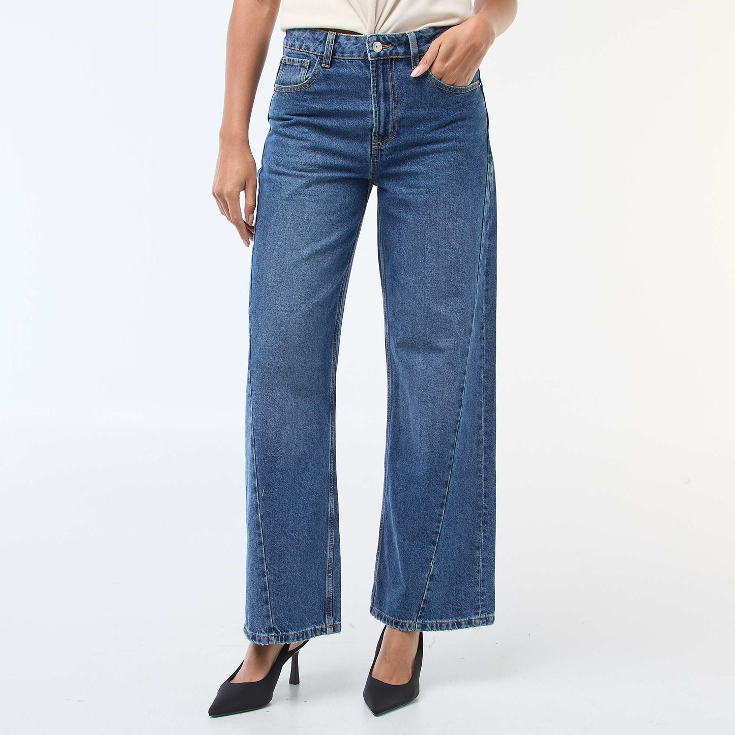 Jean taille haute coupe large / wide leg BLEU