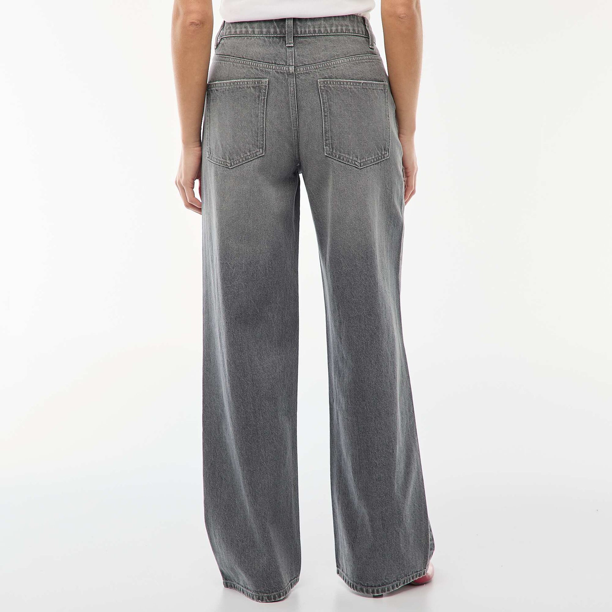 Jean taille haute coupe large / wide leg GRIS