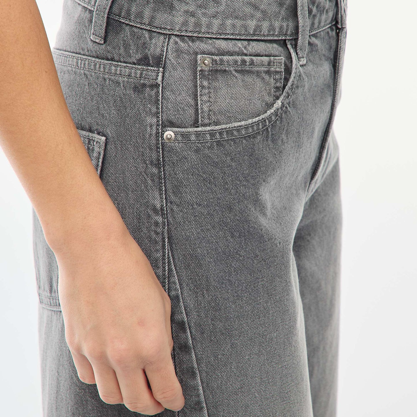Jean taille haute coupe large / wide leg GRIS