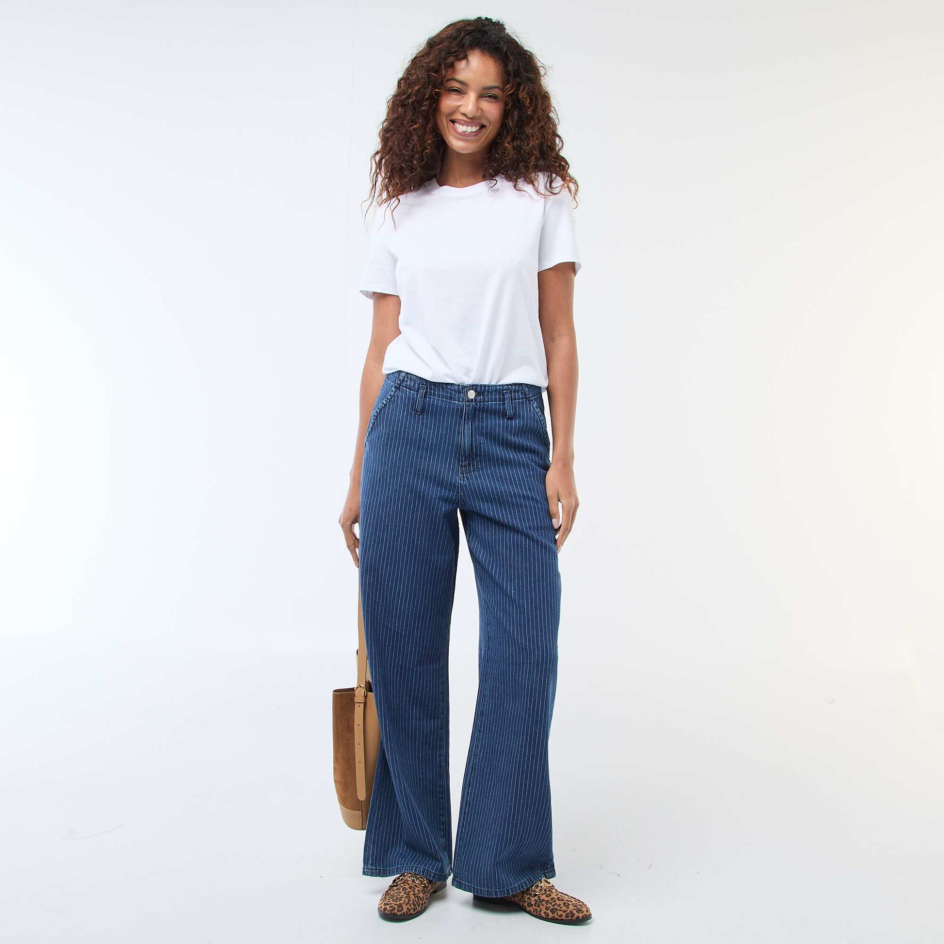Pantalon denim wide leg rayé BRUT