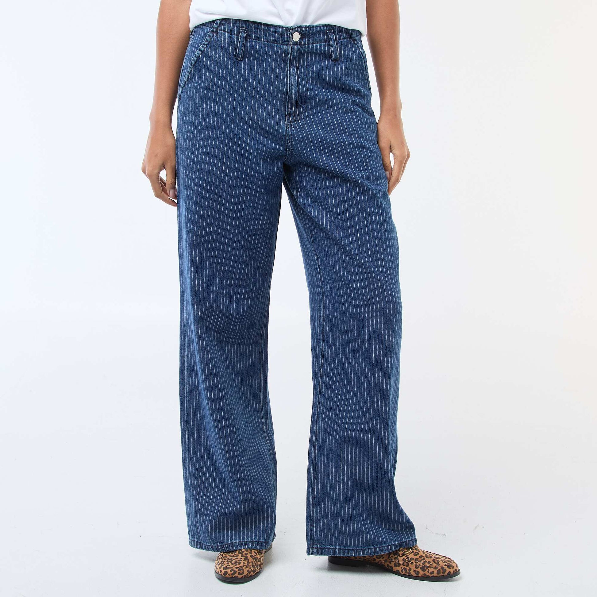 Pantalon denim wide leg rayé BRUT