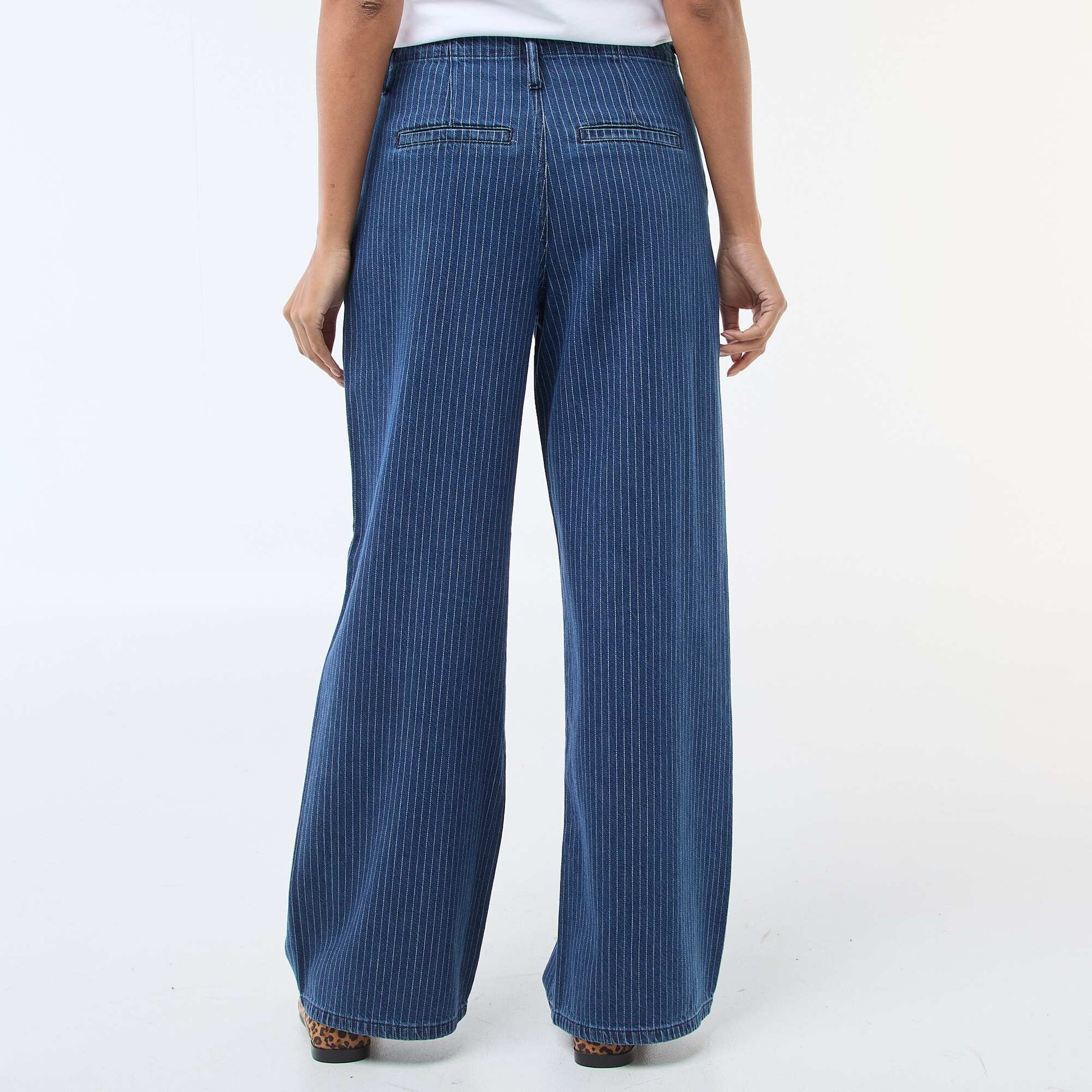Pantalon denim wide leg rayé BRUT