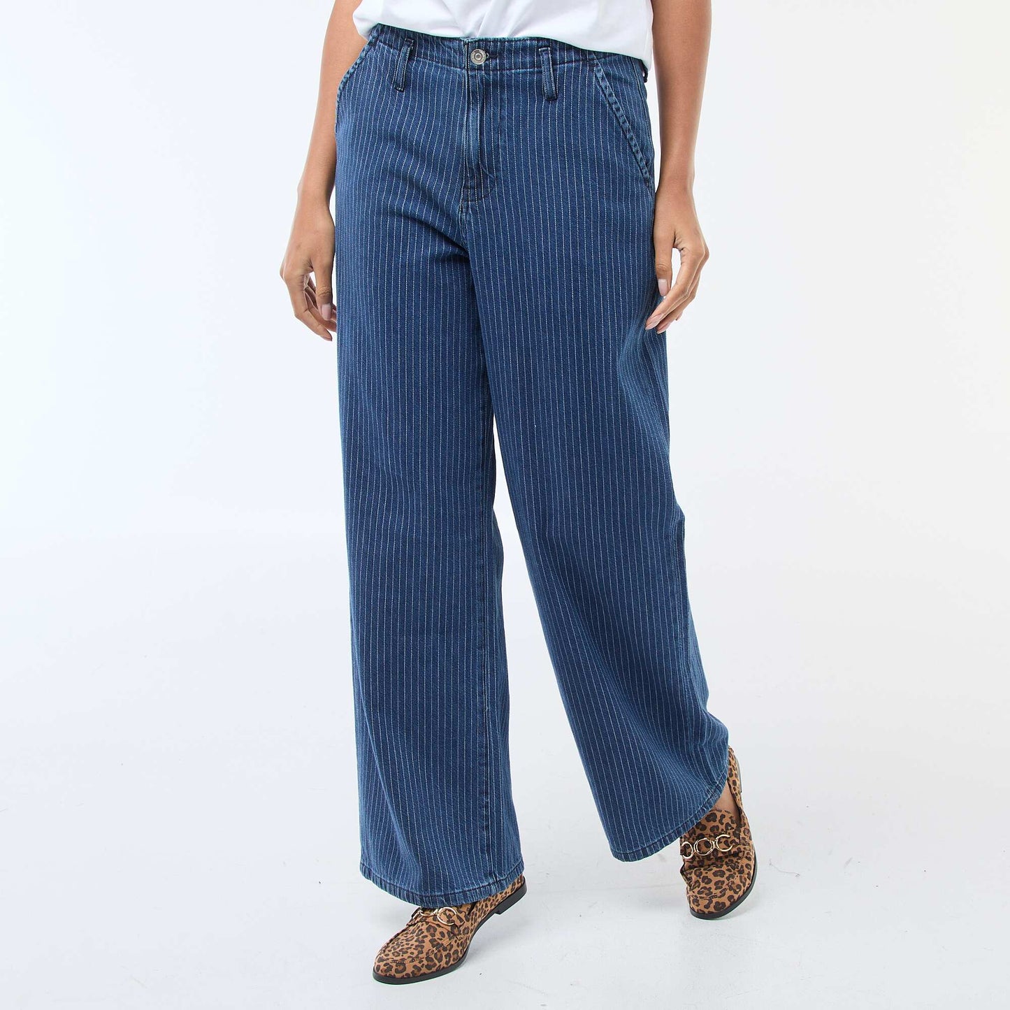 Pantalon denim wide leg rayé BRUT