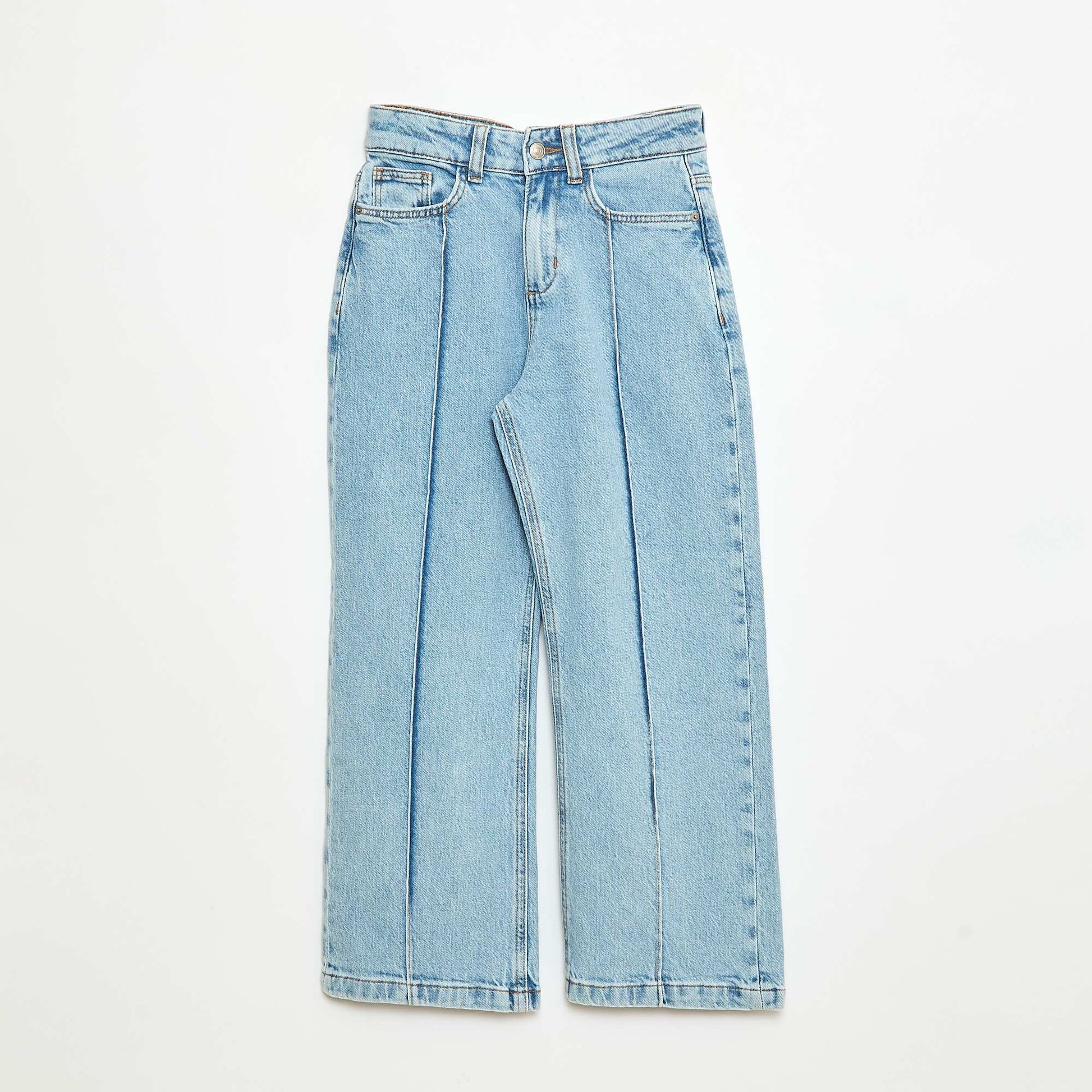 Pantalon jean 5 poches à coupe large BLEU