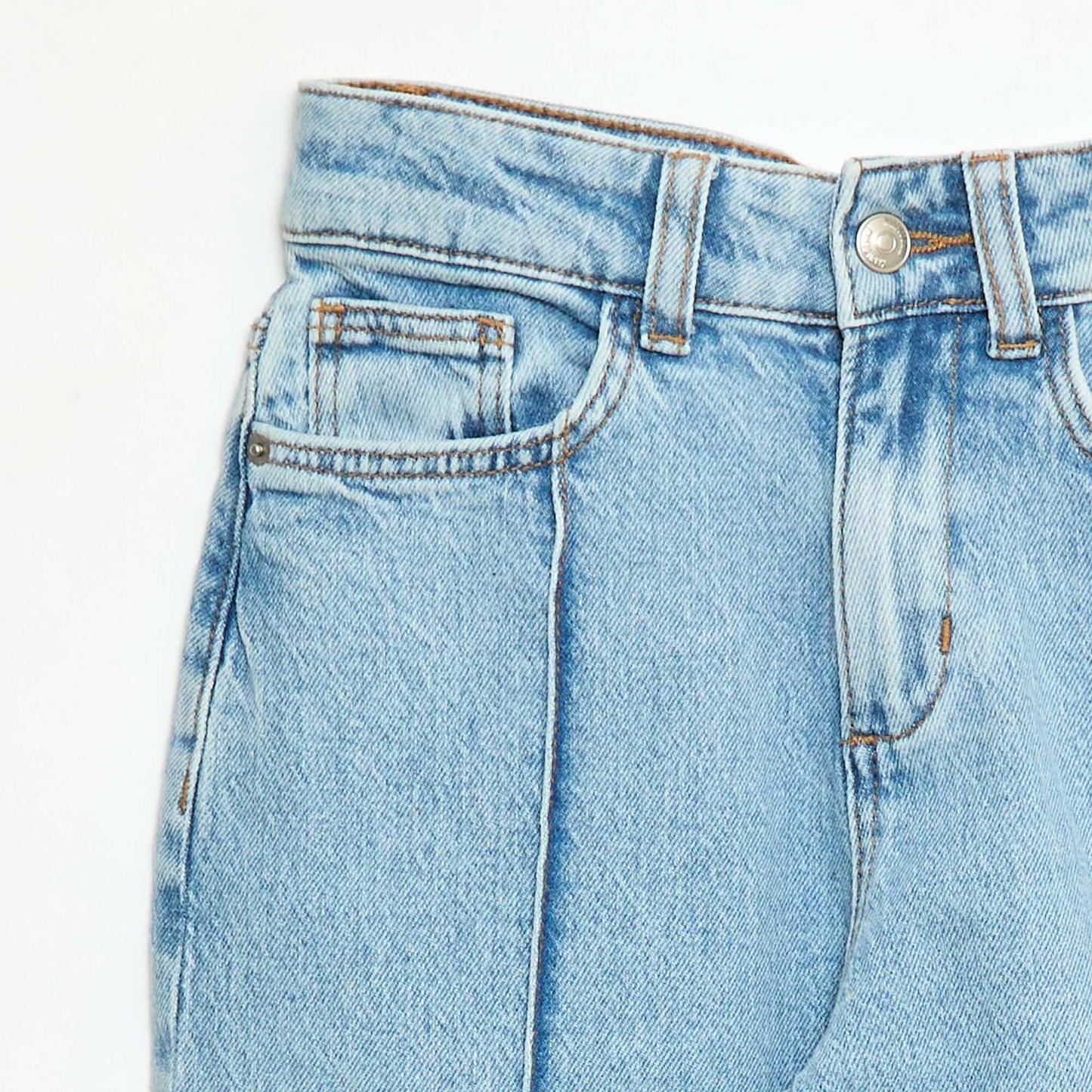 Pantalon jean 5 poches à coupe large BLEU