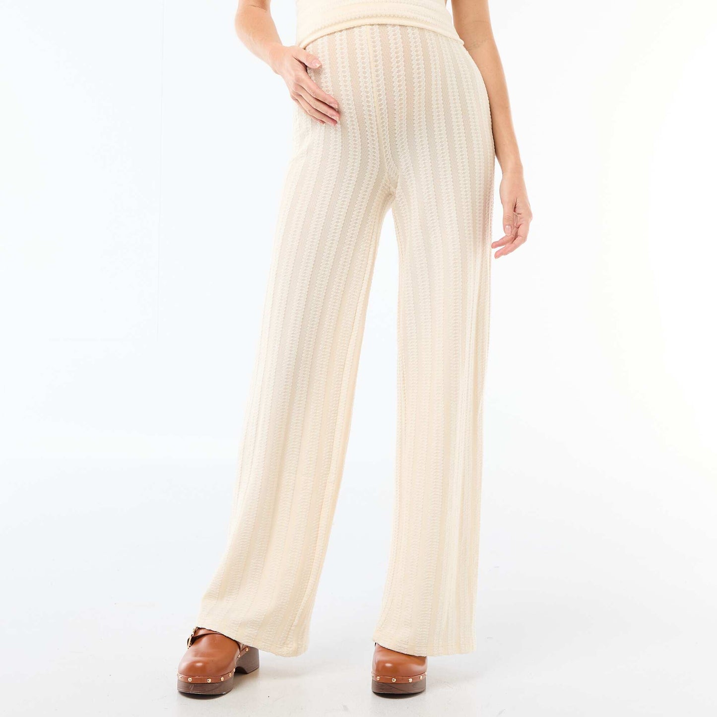 Pantalon de maternité en maille rayé BLANC