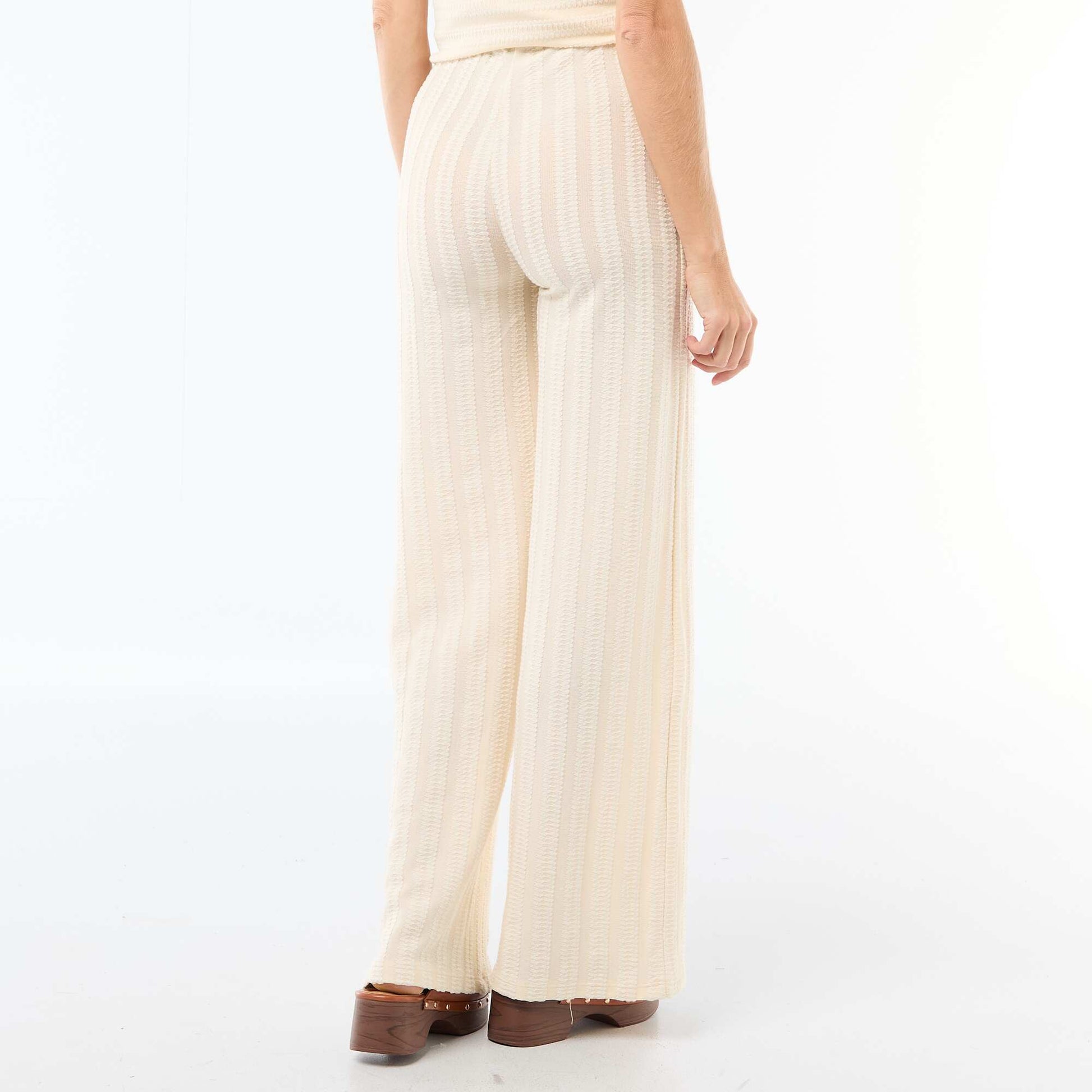 Pantalon de maternité en maille rayé BLANC
