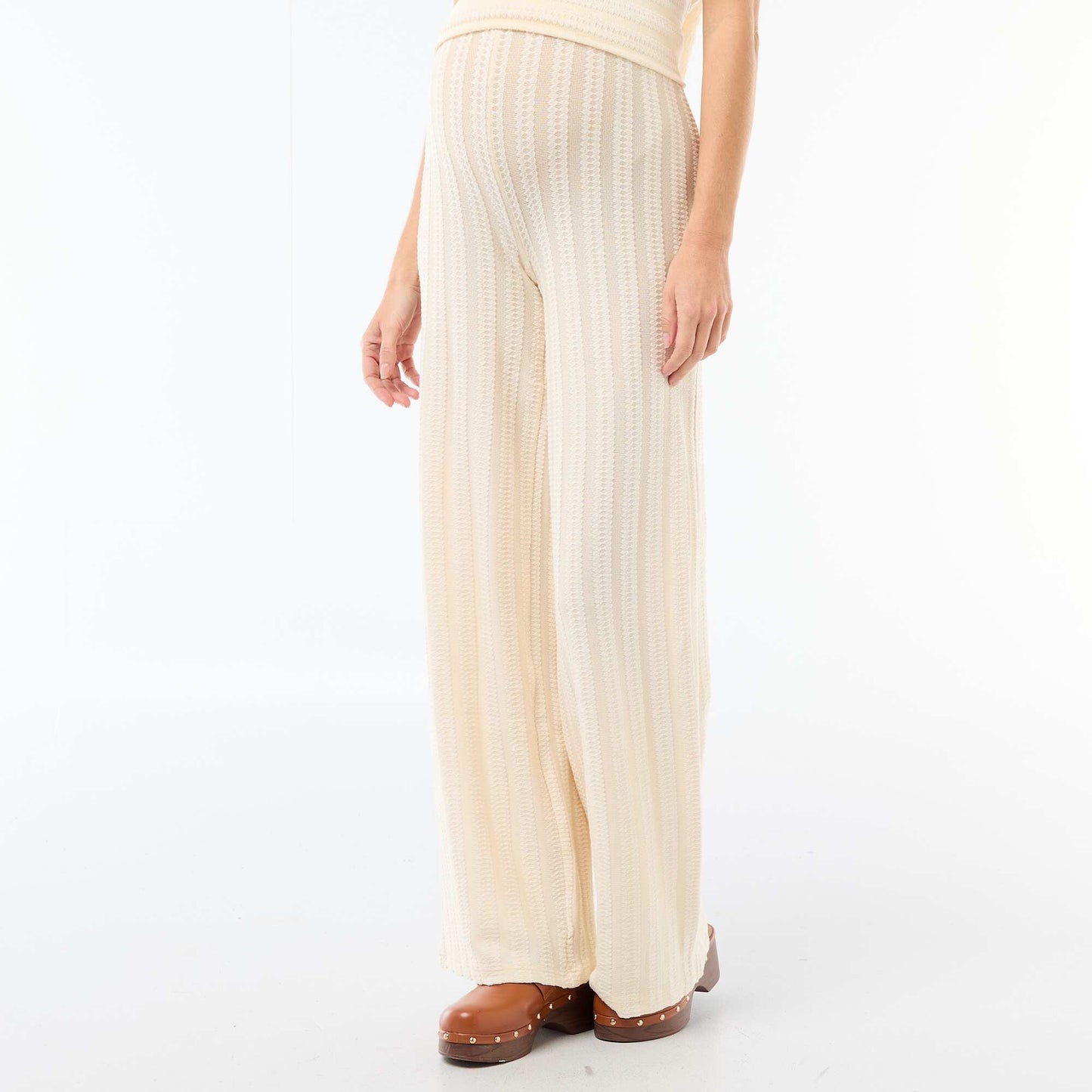Pantalon de maternité en maille rayé BLANC