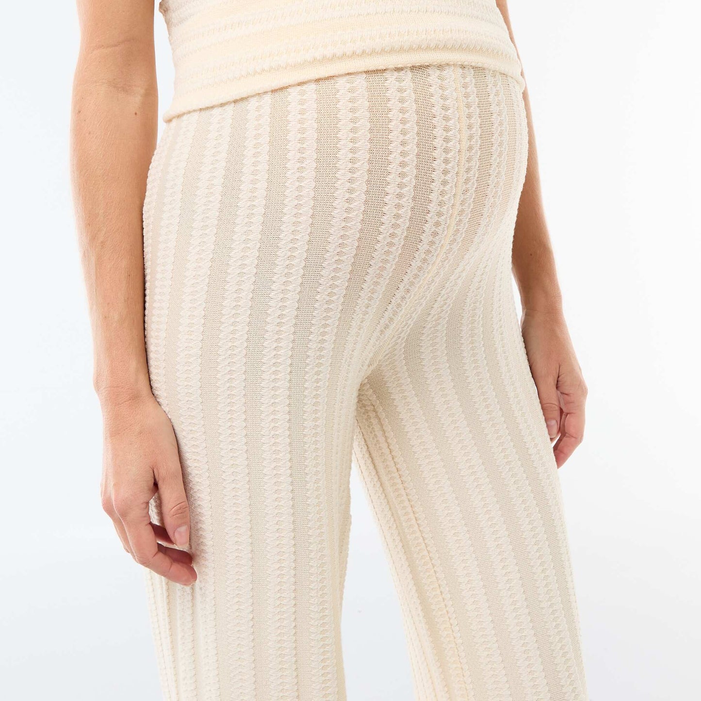Pantalon de maternité en maille rayé BLANC