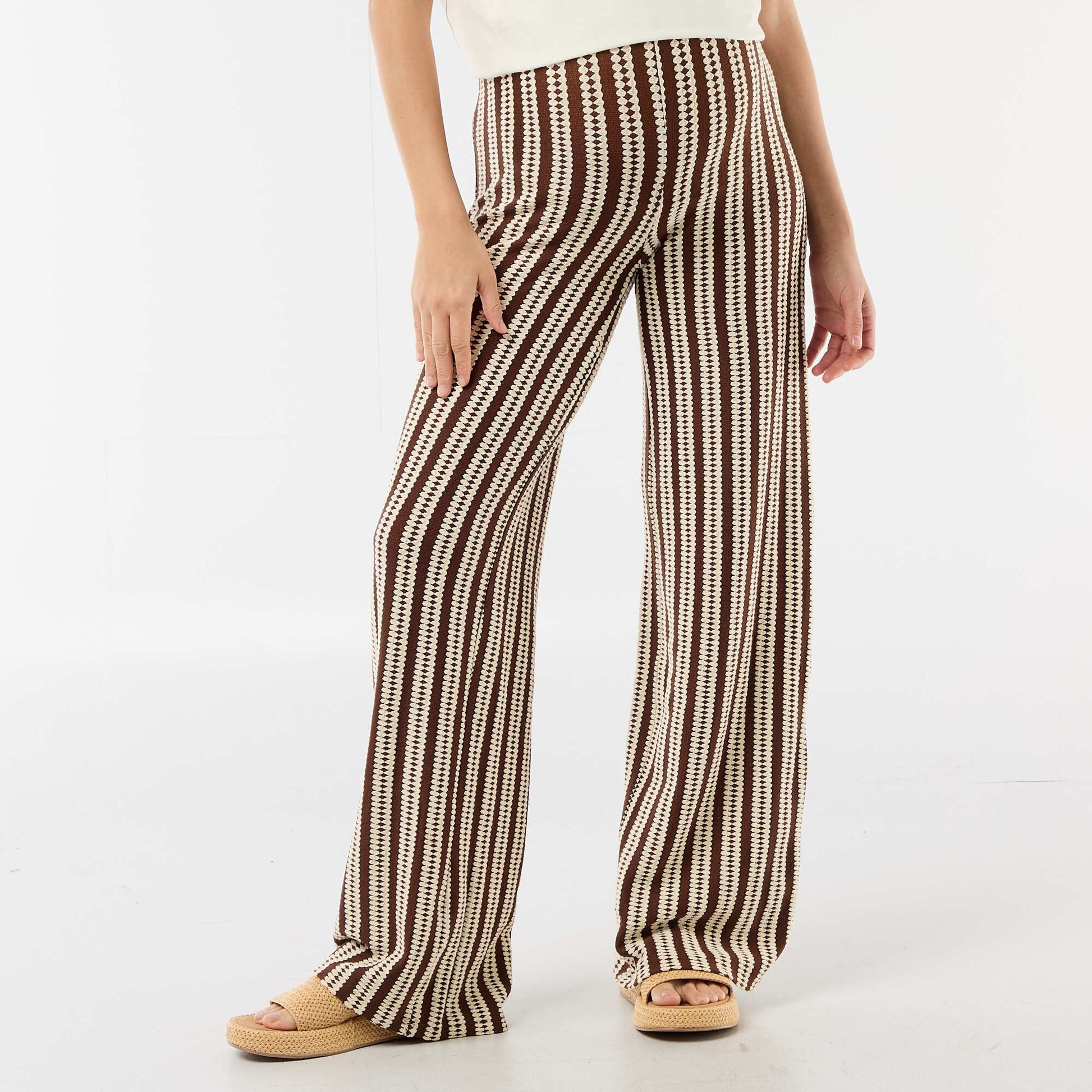 Pantalon de maternité en maille rayé BLANC
