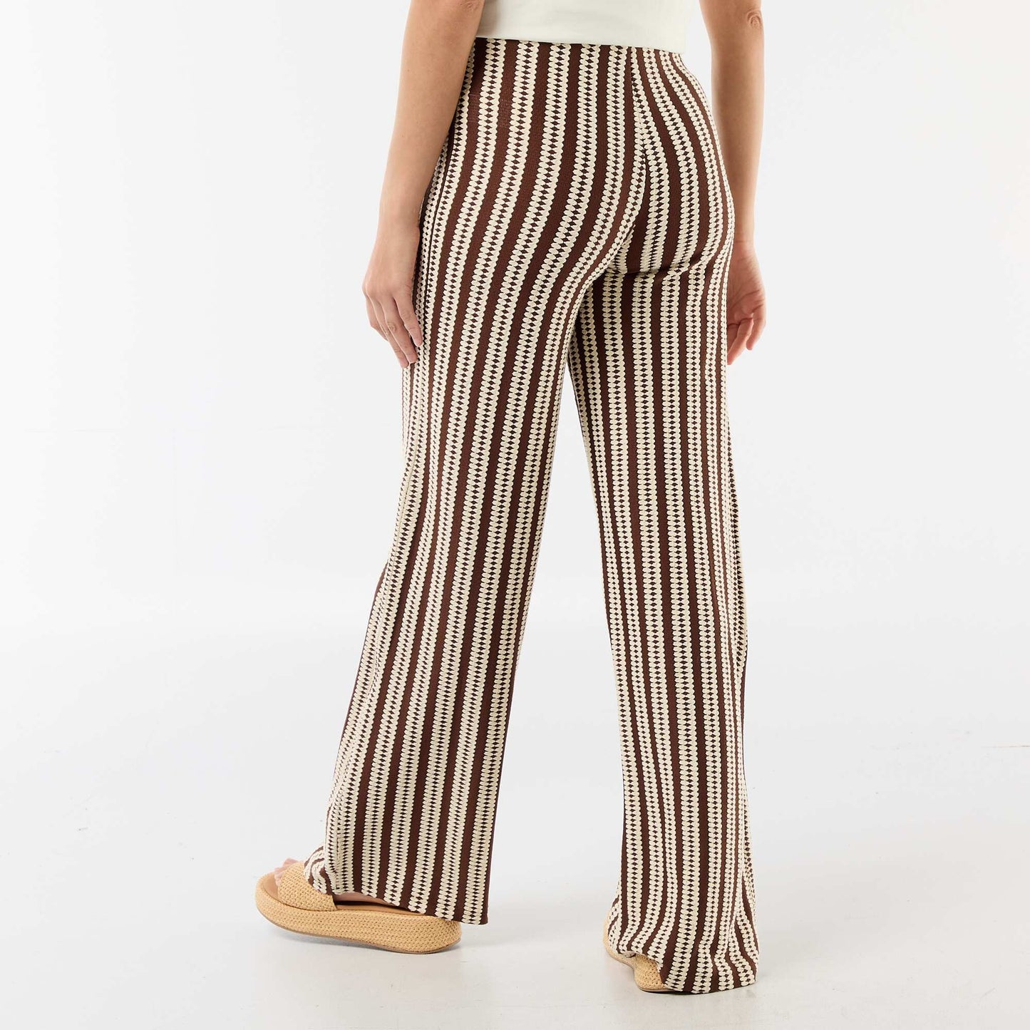 Pantalon de maternité en maille rayé BLANC