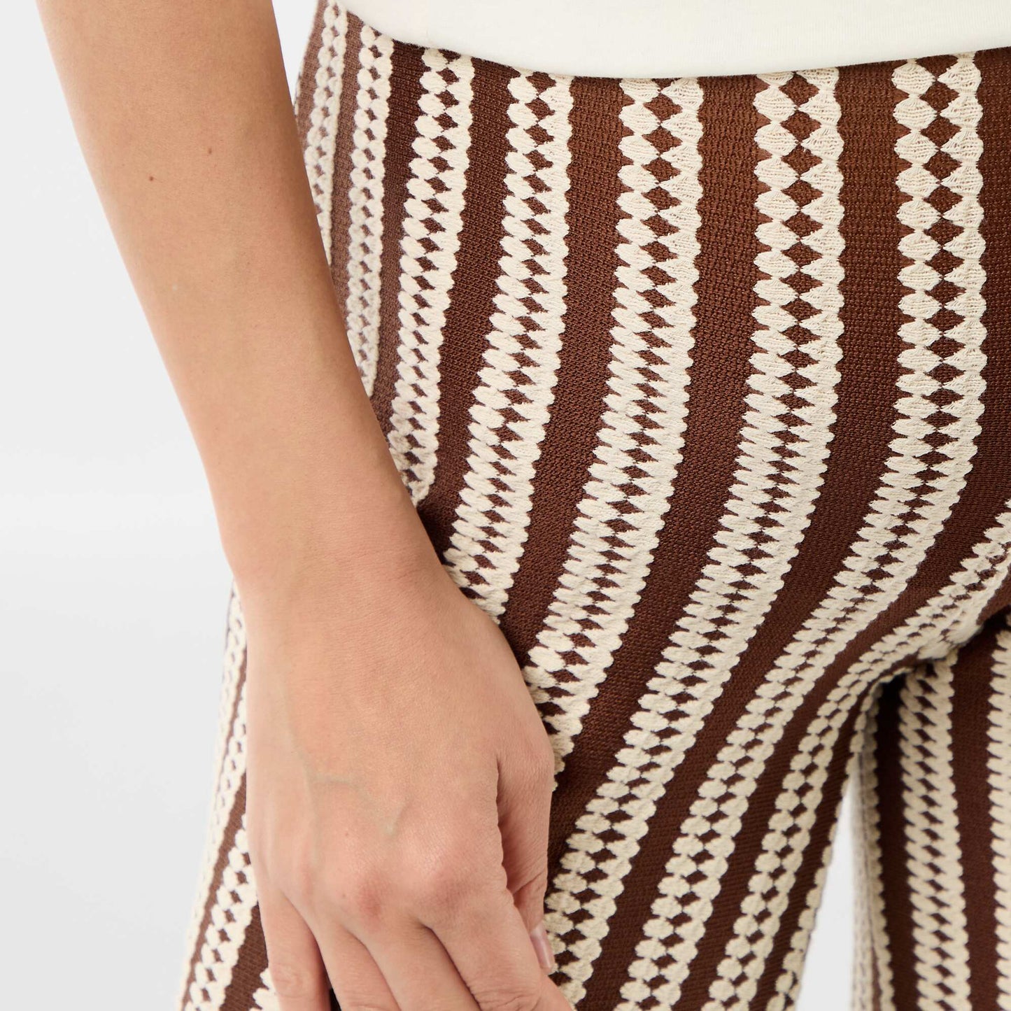 Pantalon de maternité en maille rayé BLANC