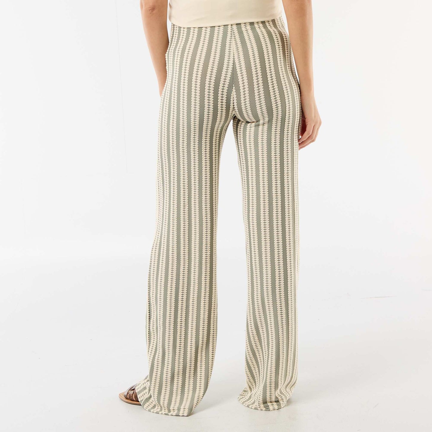 Pantalon de maternité en maille rayé BLANC