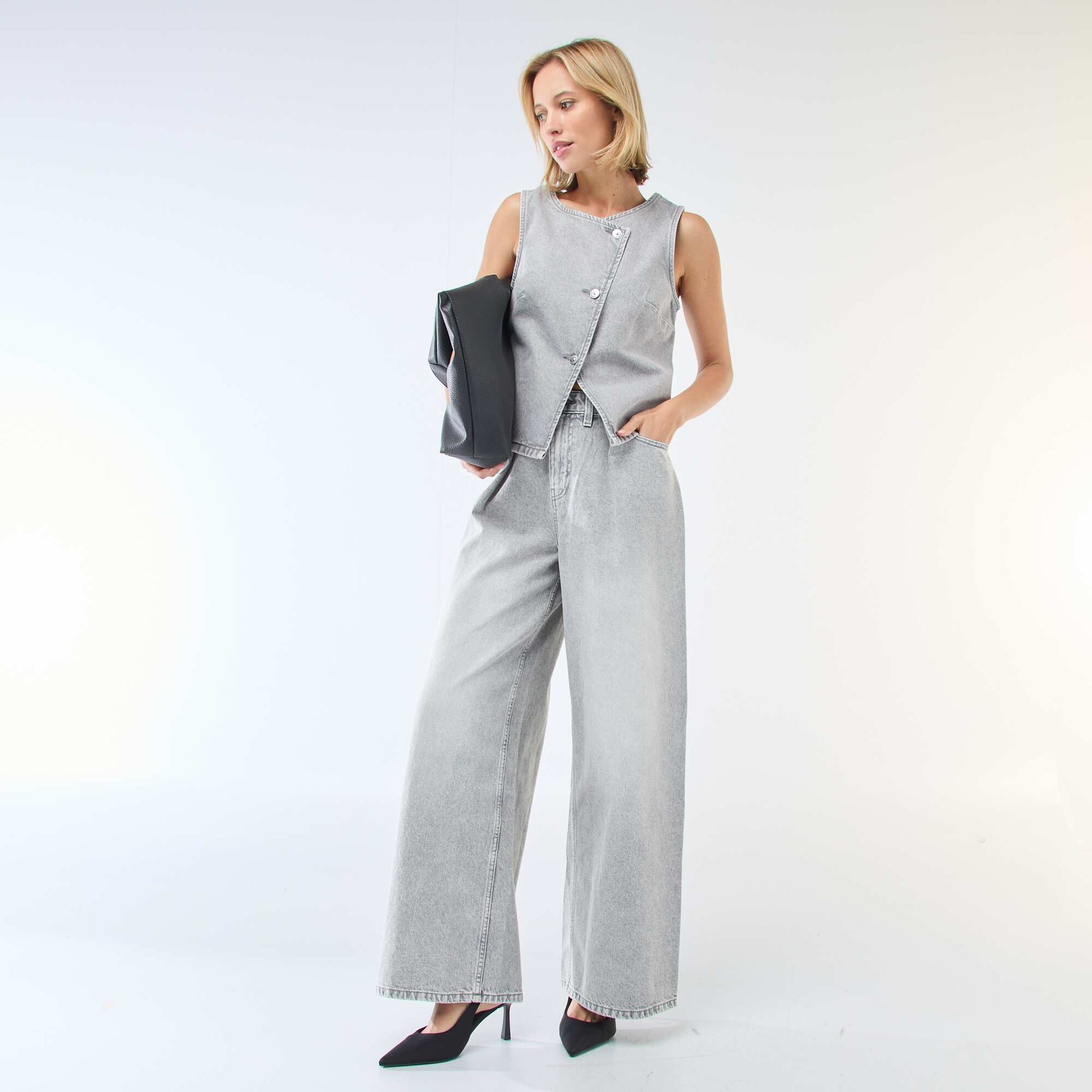 Veste de costume en denim GRIS