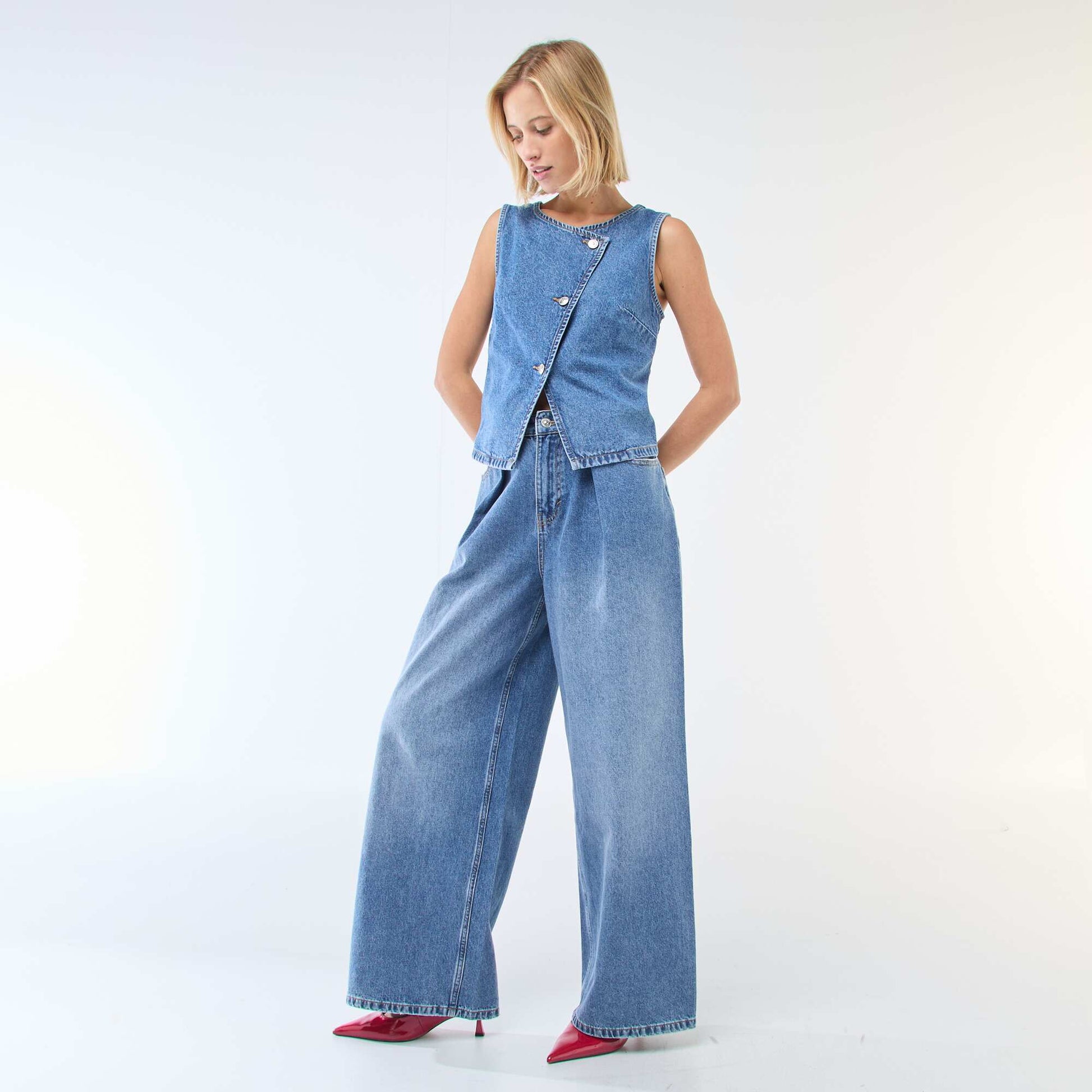 Veste de costume en denim BLEU