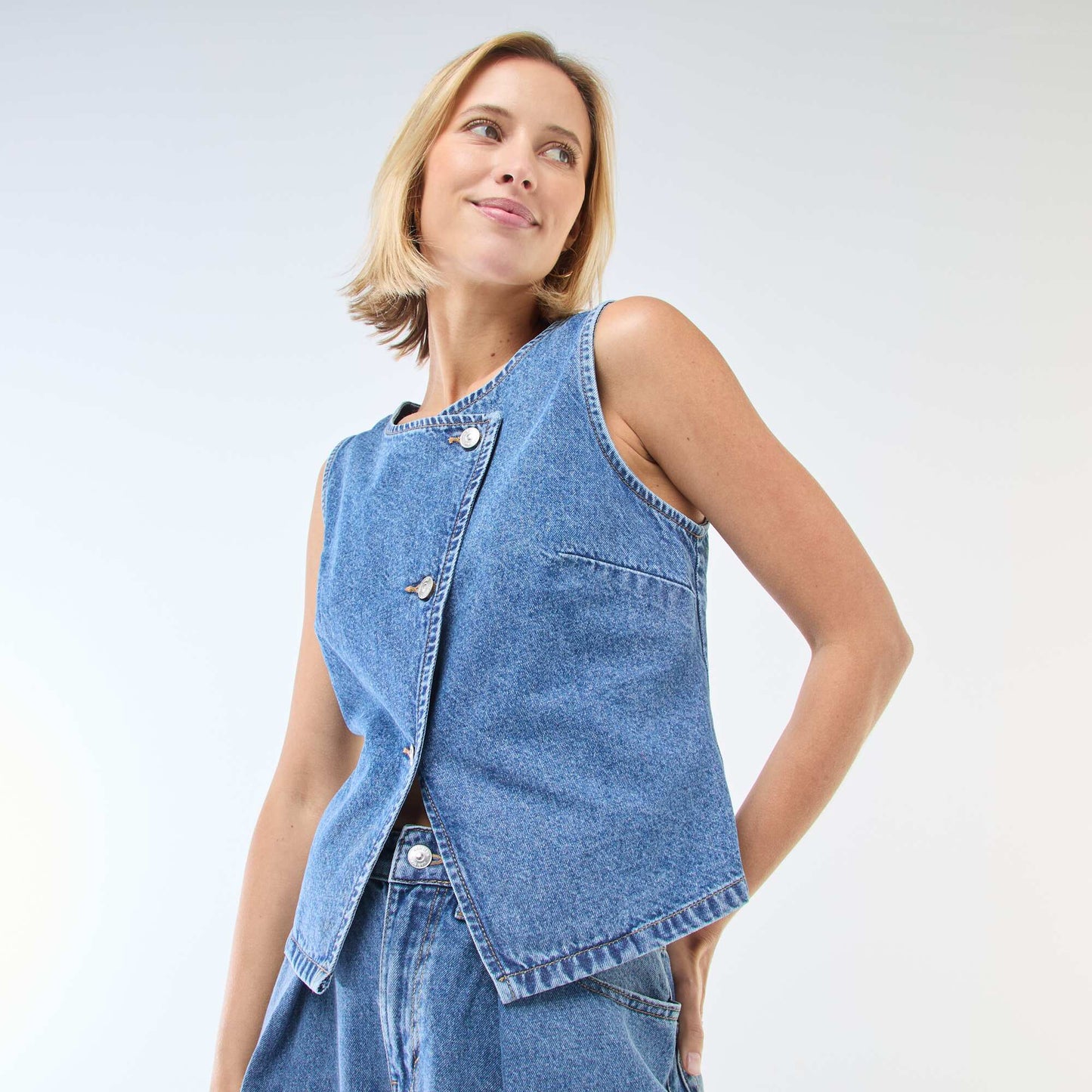 Veste de costume en denim BLEU