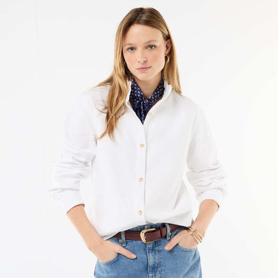 Blouse en denim avec col volanté BLANC