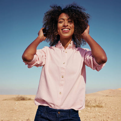 Blouse en denim avec col volanté ROSE