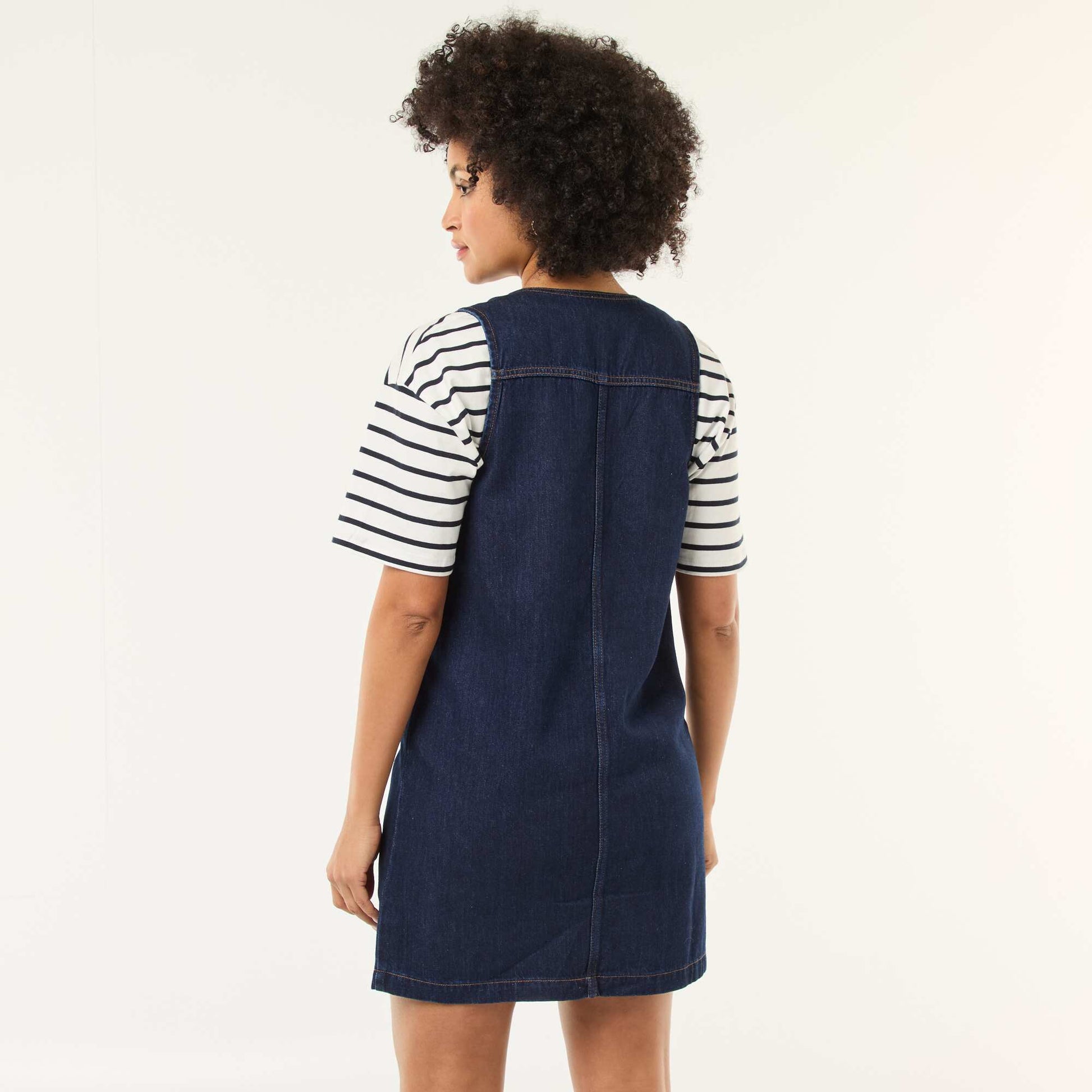 Robe denim sans manches en coton BLEU