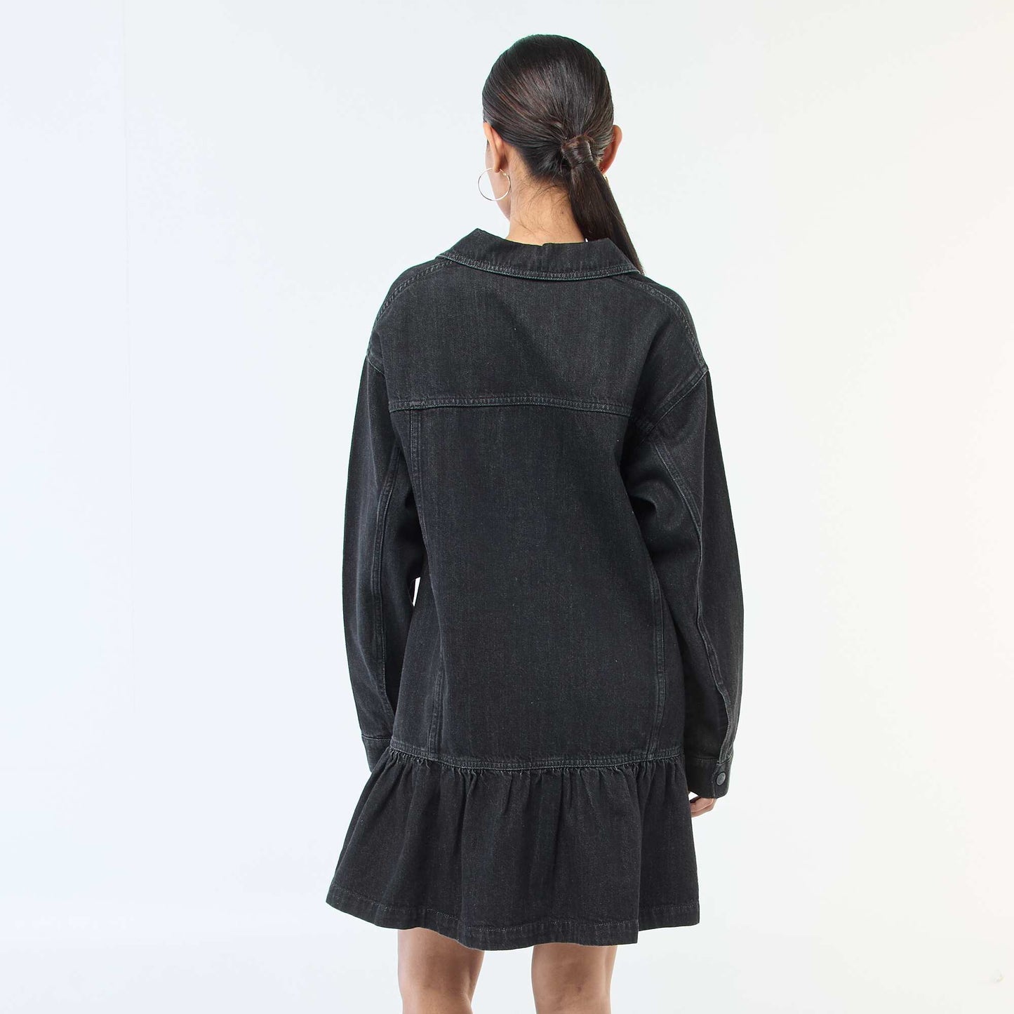 Robe denim manches longues NOIR