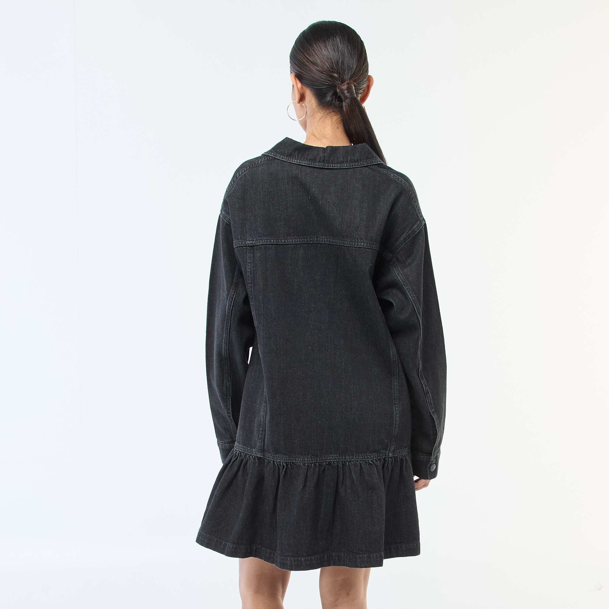 Robe denim manches longues NOIR