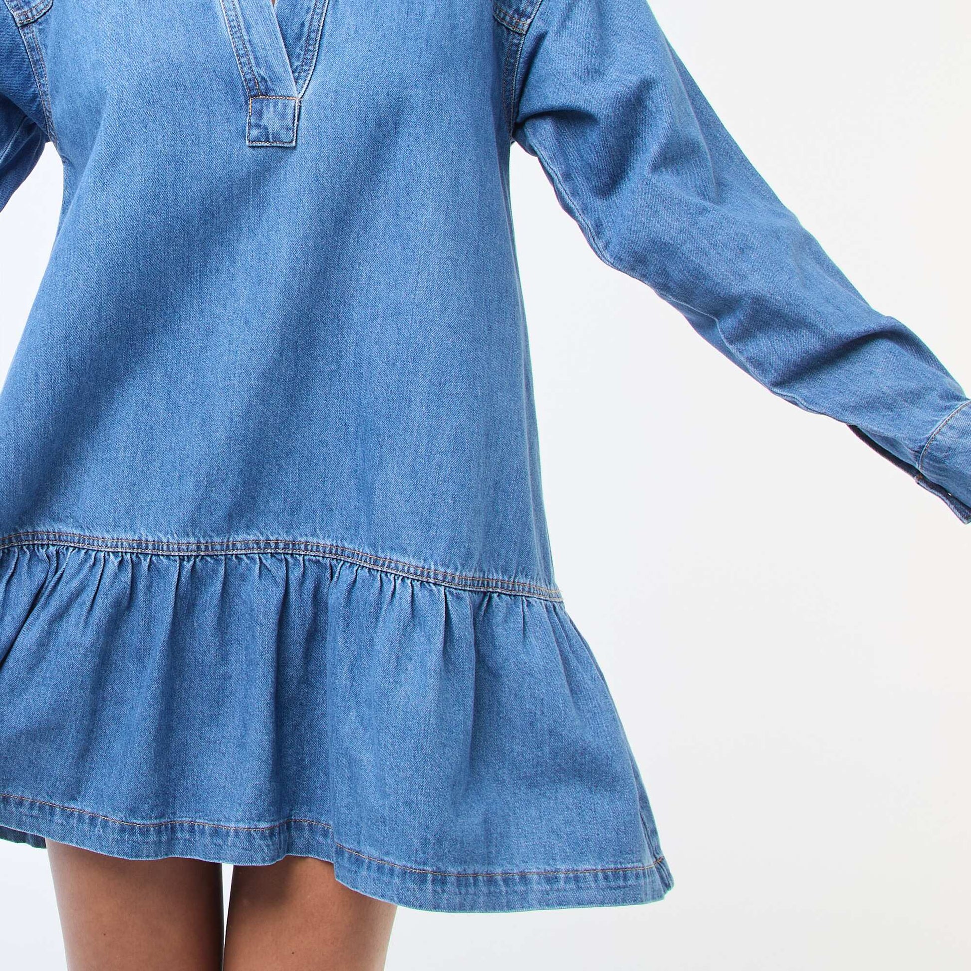 Robe denim manches longues BLEU