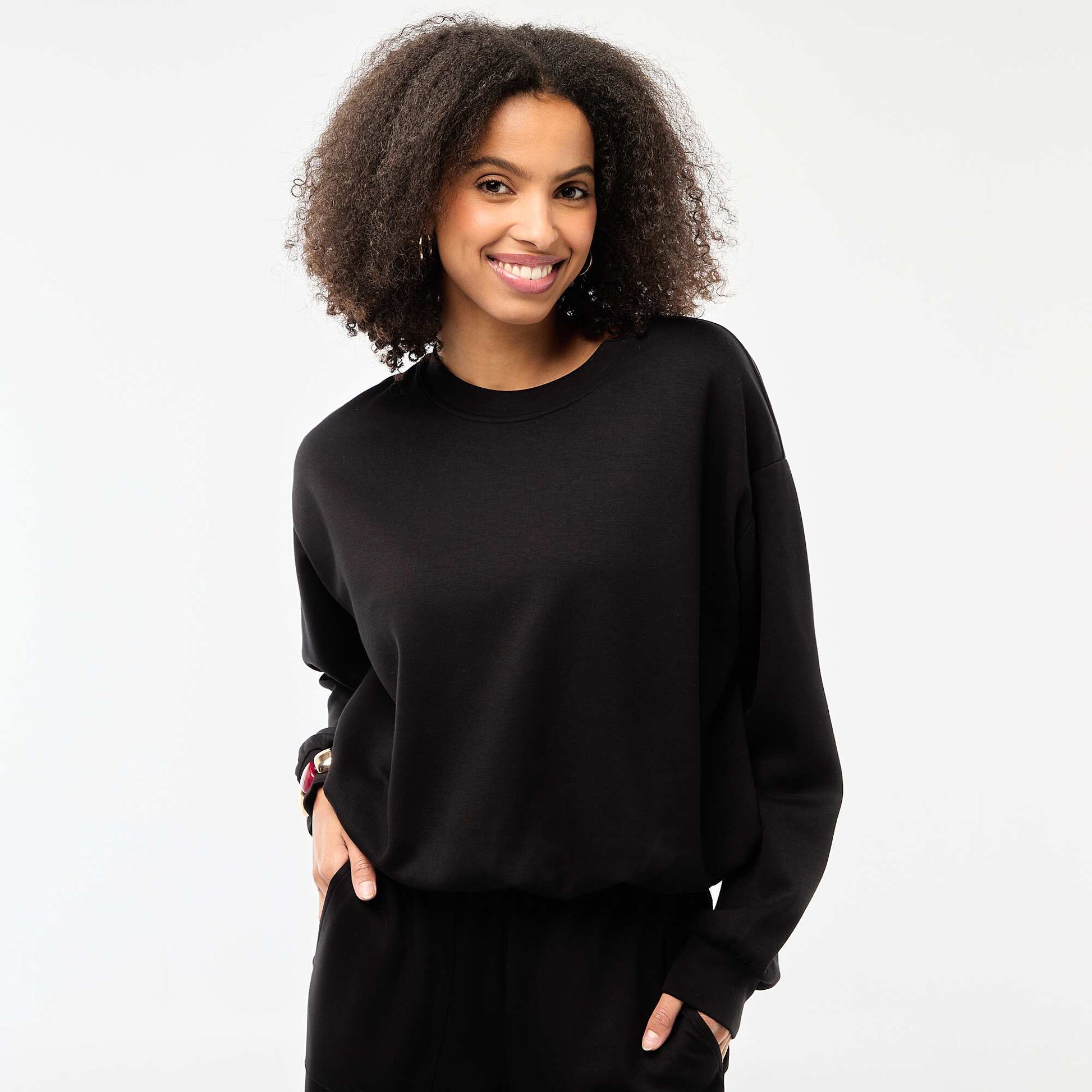 Sweat crop top effet boule NOIR