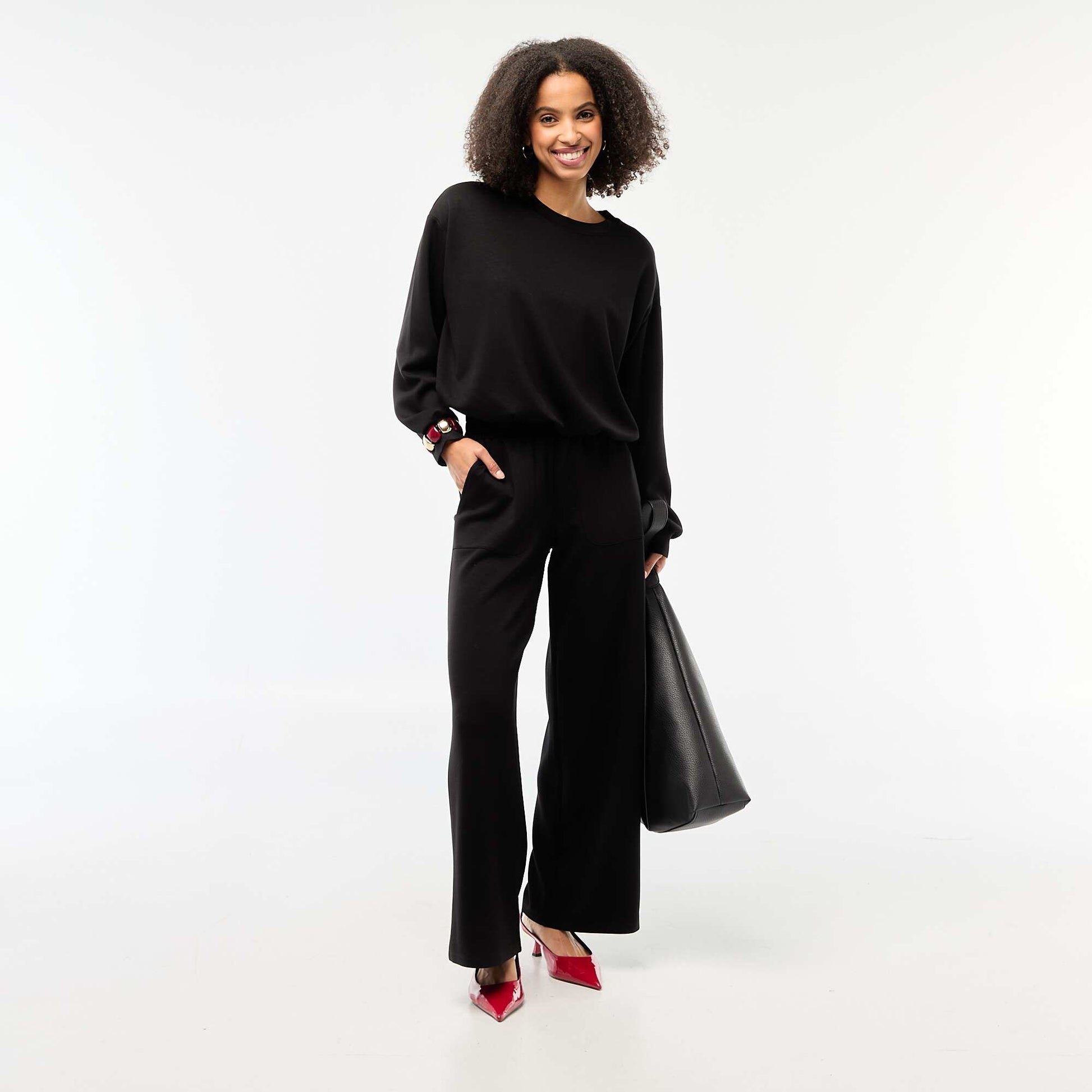 Sweat crop top effet boule NOIR