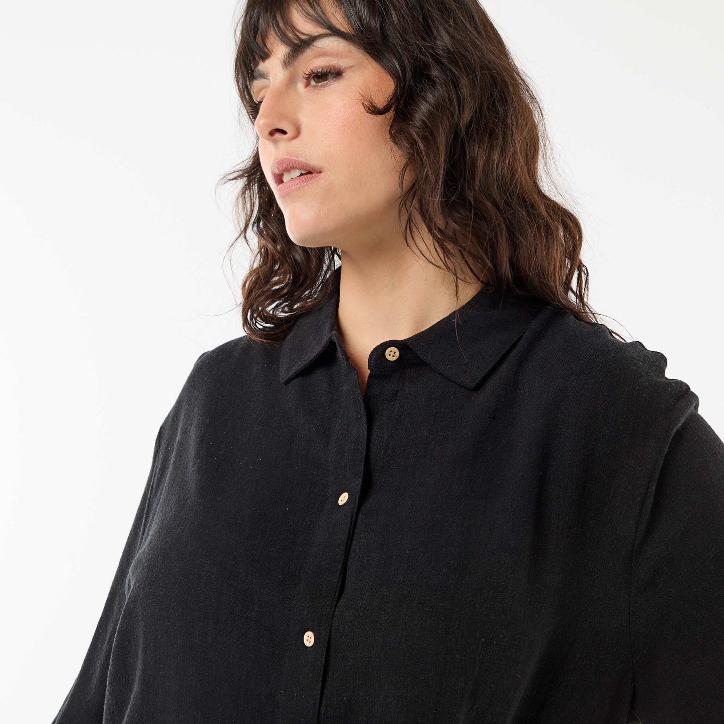 Chemise à manches courtes boutonnée NOIR