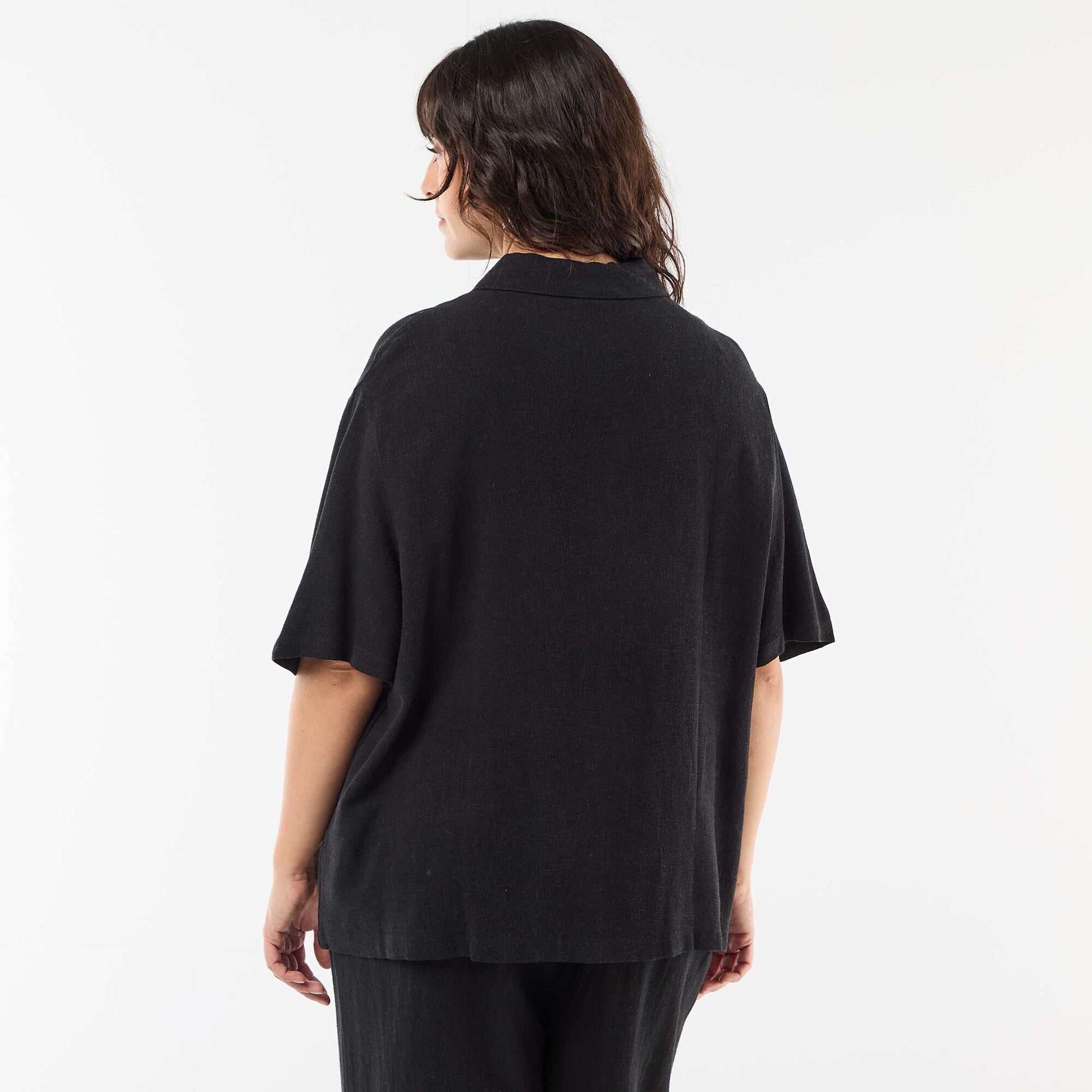 Chemise à manches courtes boutonnée NOIR