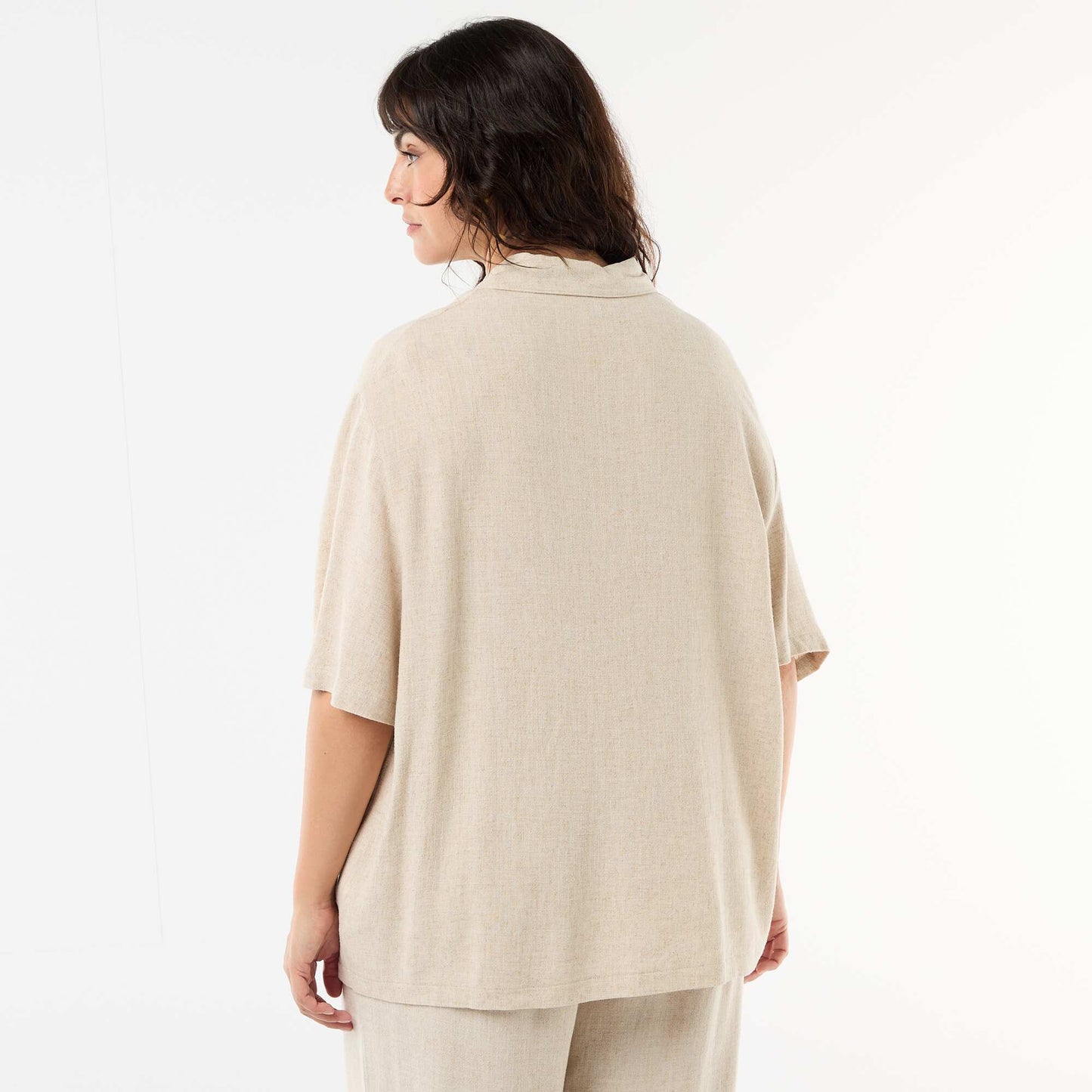 Chemise à manches courtes boutonnée BEIGE