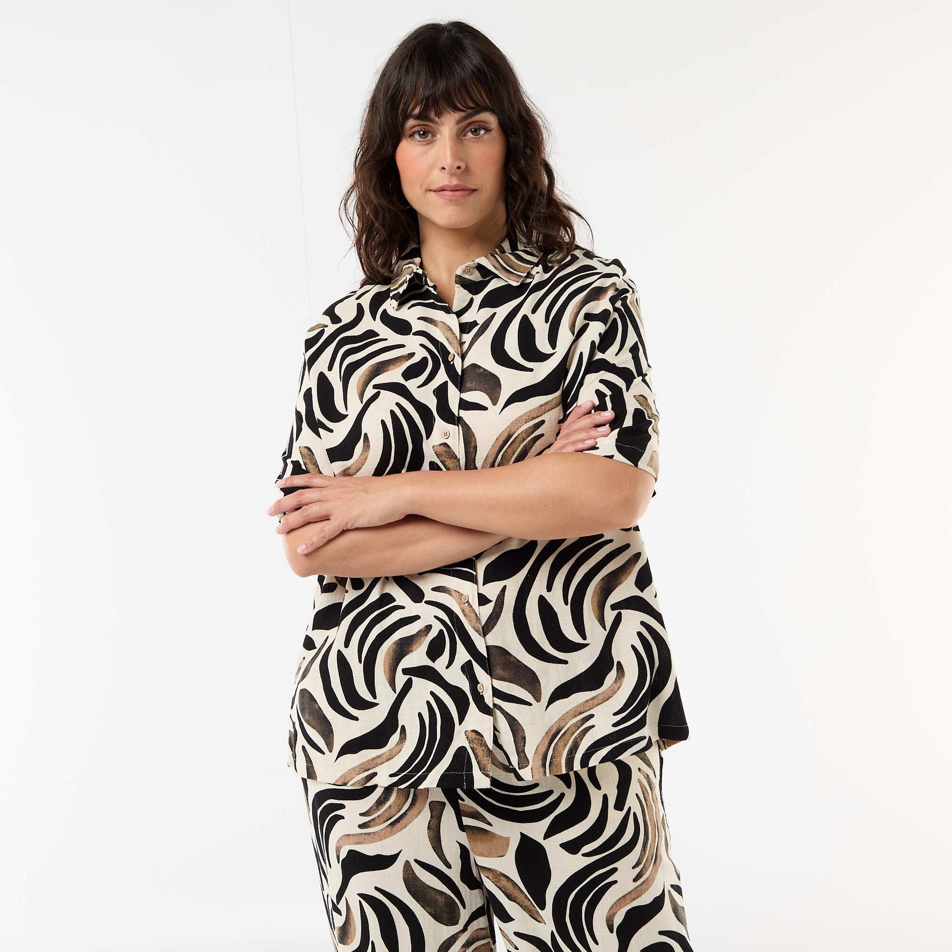 Chemise à manches courtes boutonnée NOIR