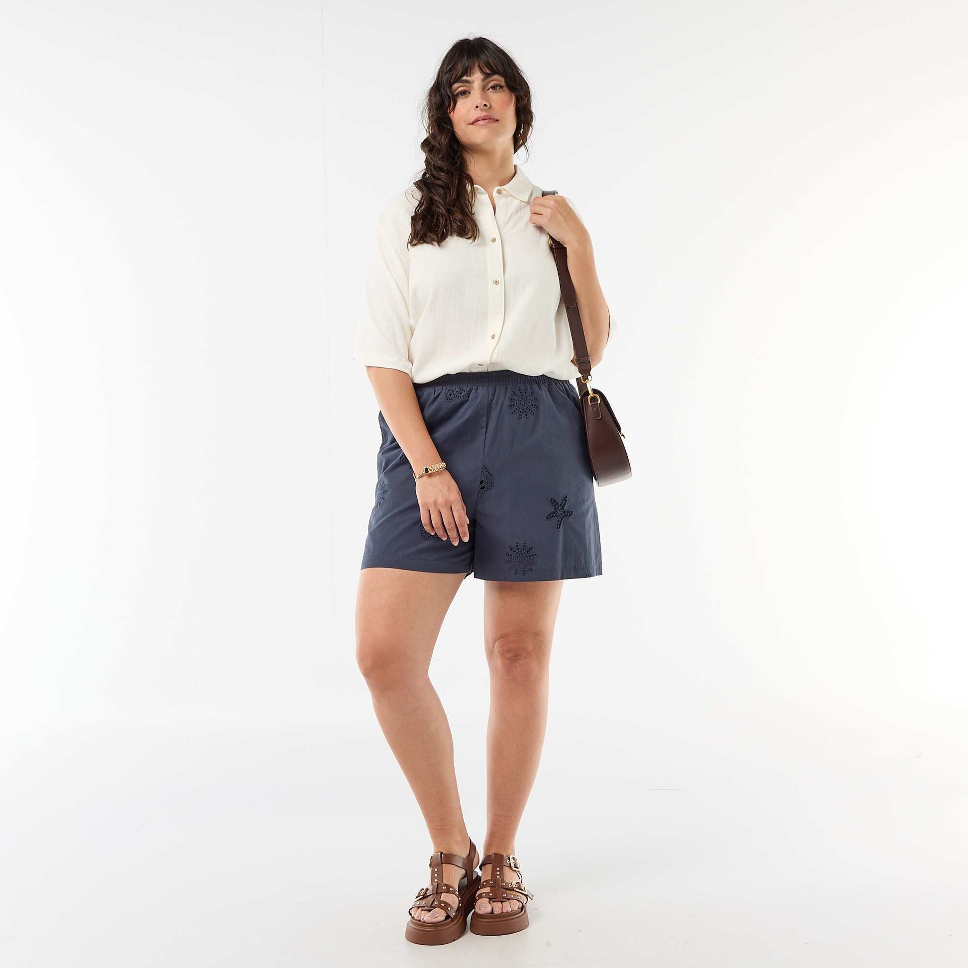 Chemise à manches courtes boutonnée BLANC