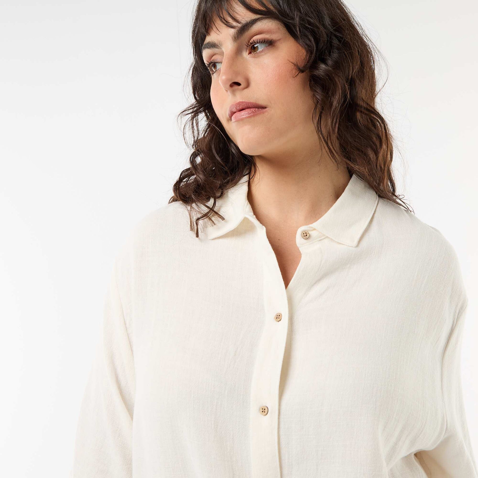Chemise à manches courtes boutonnée BLANC