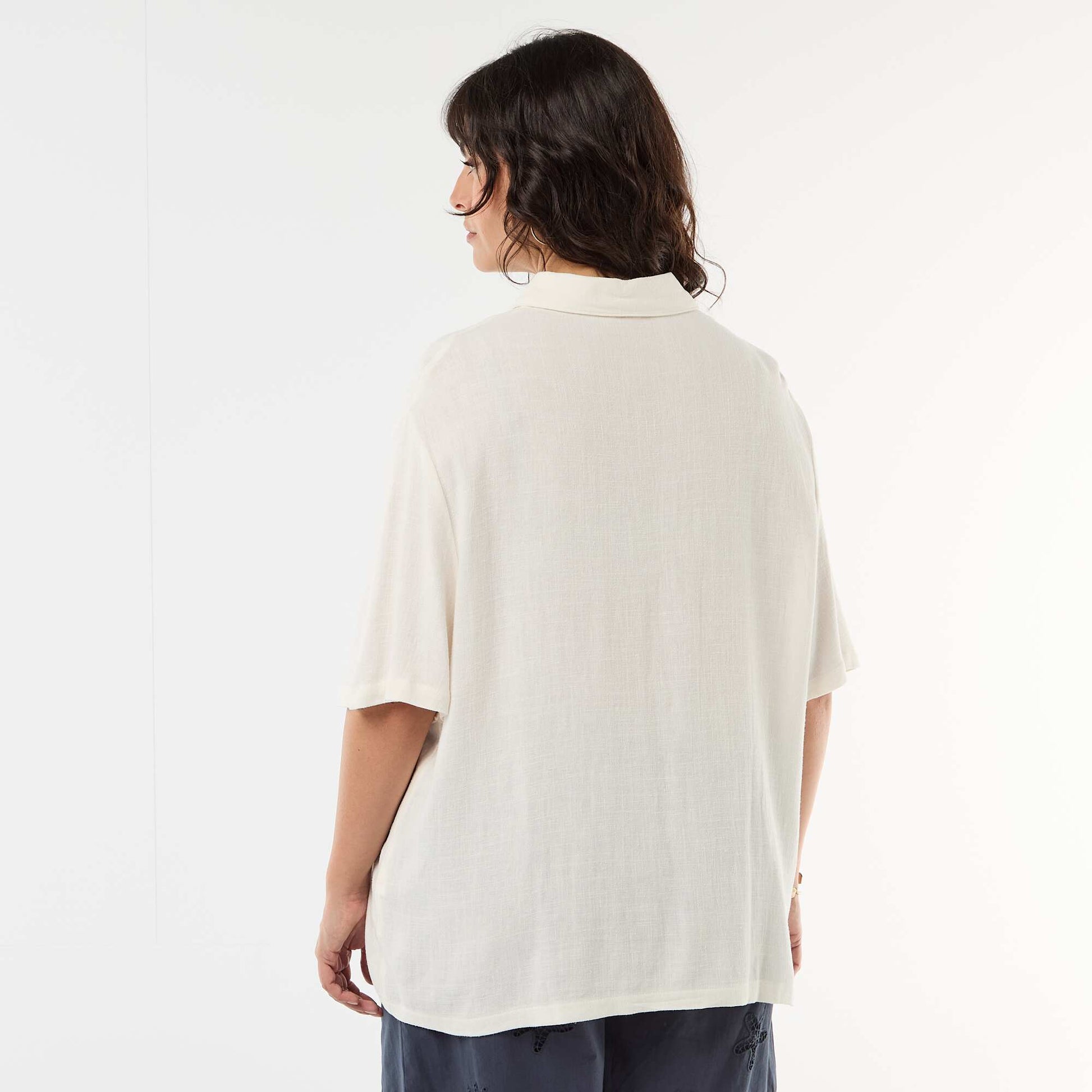 Chemise à manches courtes boutonnée BLANC