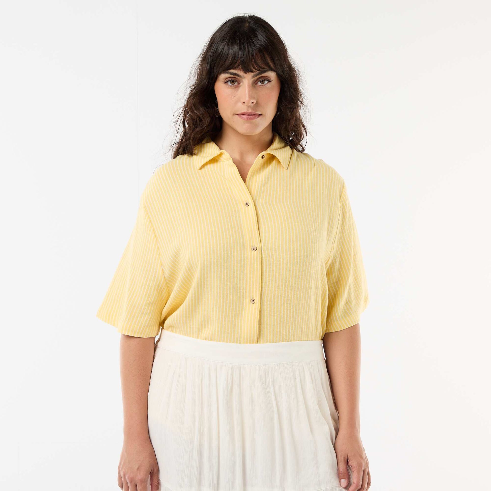 Chemise à manches courtes boutonnée JAUNE