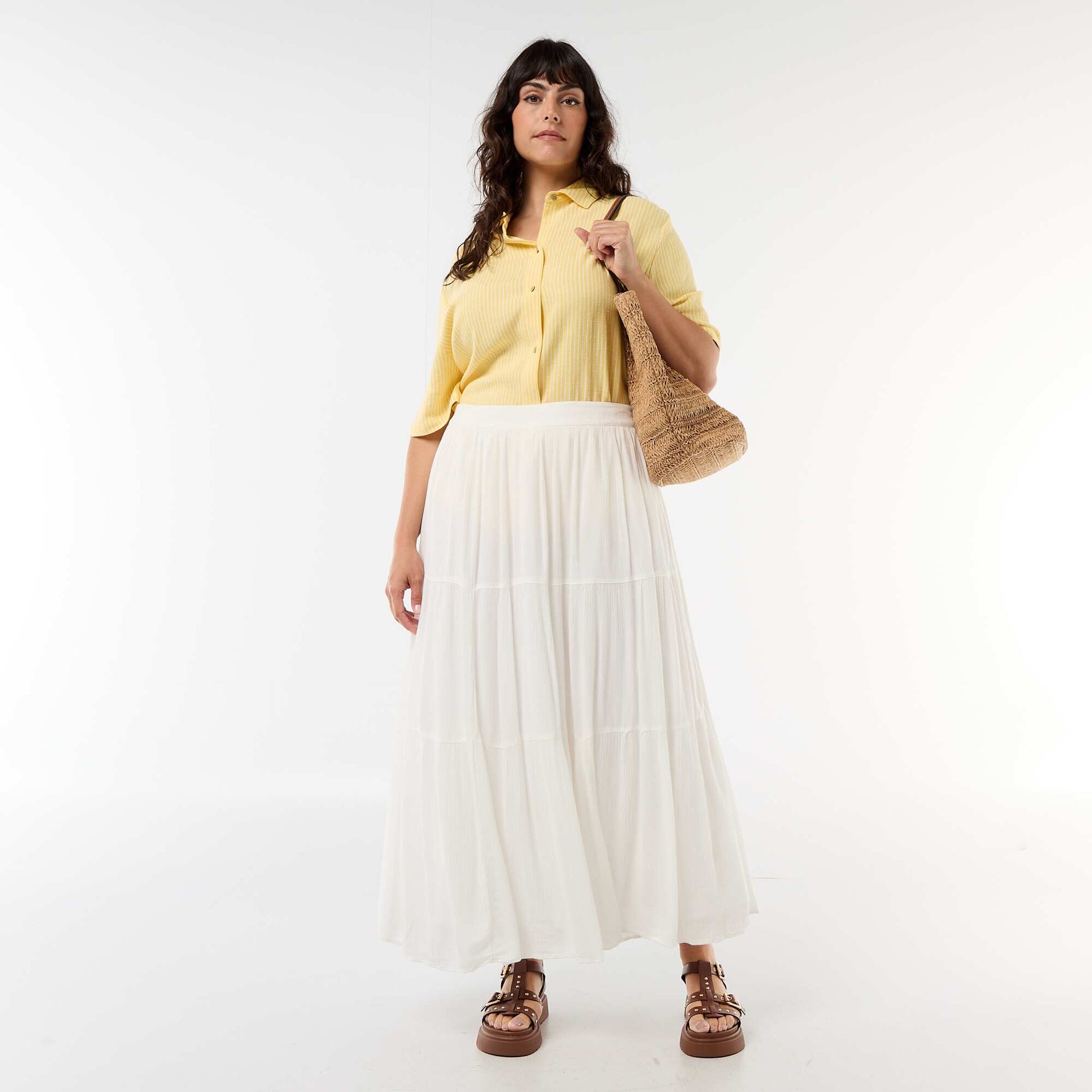 Chemise à manches courtes boutonnée JAUNE