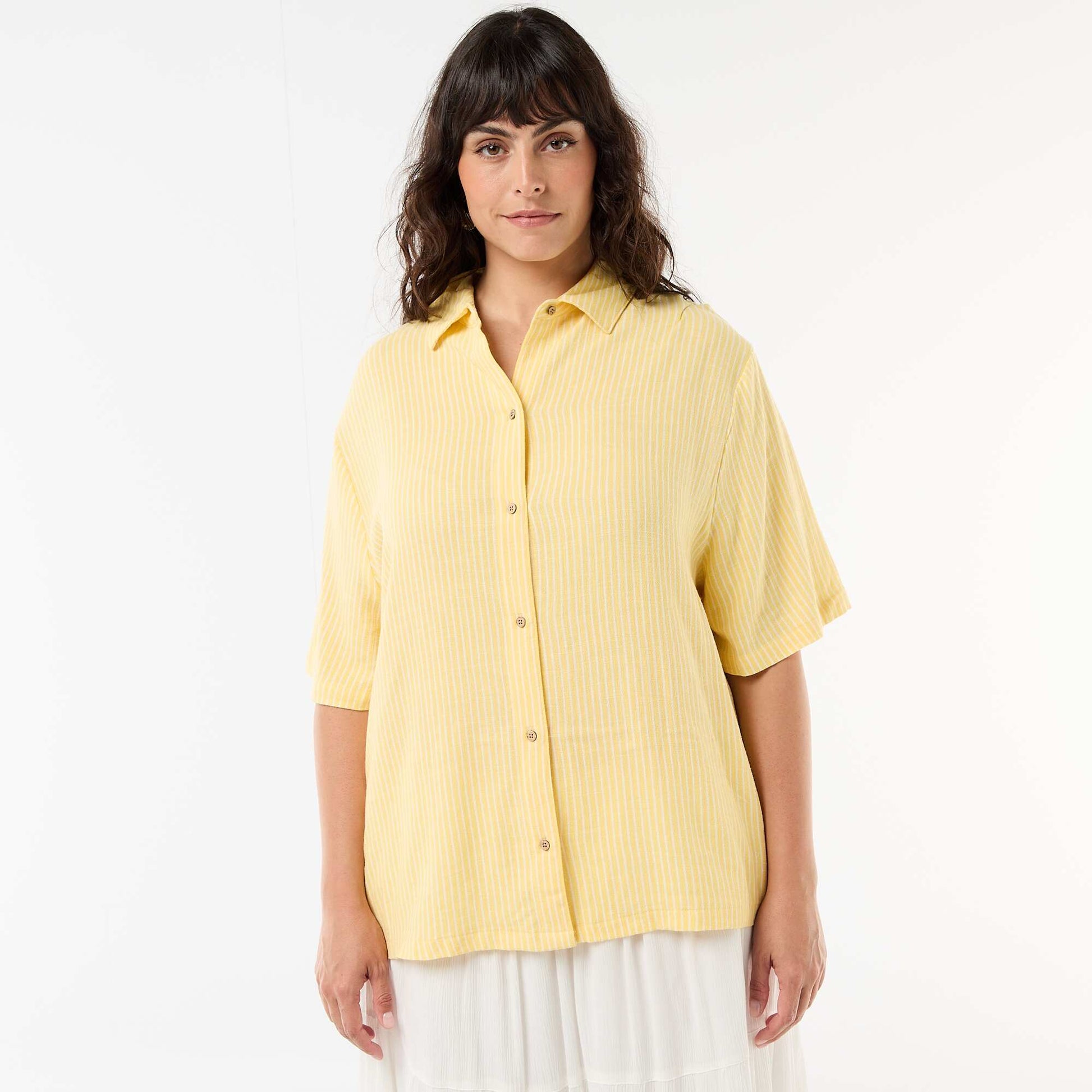 Chemise à manches courtes boutonnée JAUNE