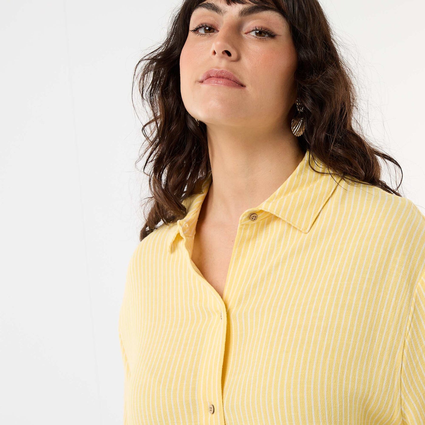 Chemise à manches courtes boutonnée JAUNE