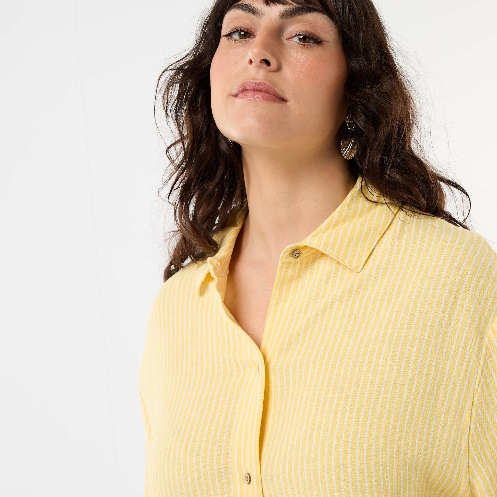 Chemise à manches courtes boutonnée JAUNE
