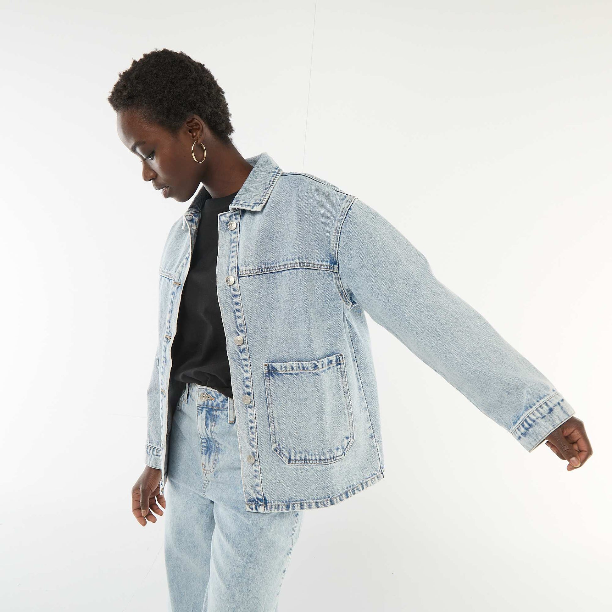 Veste en jean à poches plaquées BLEU