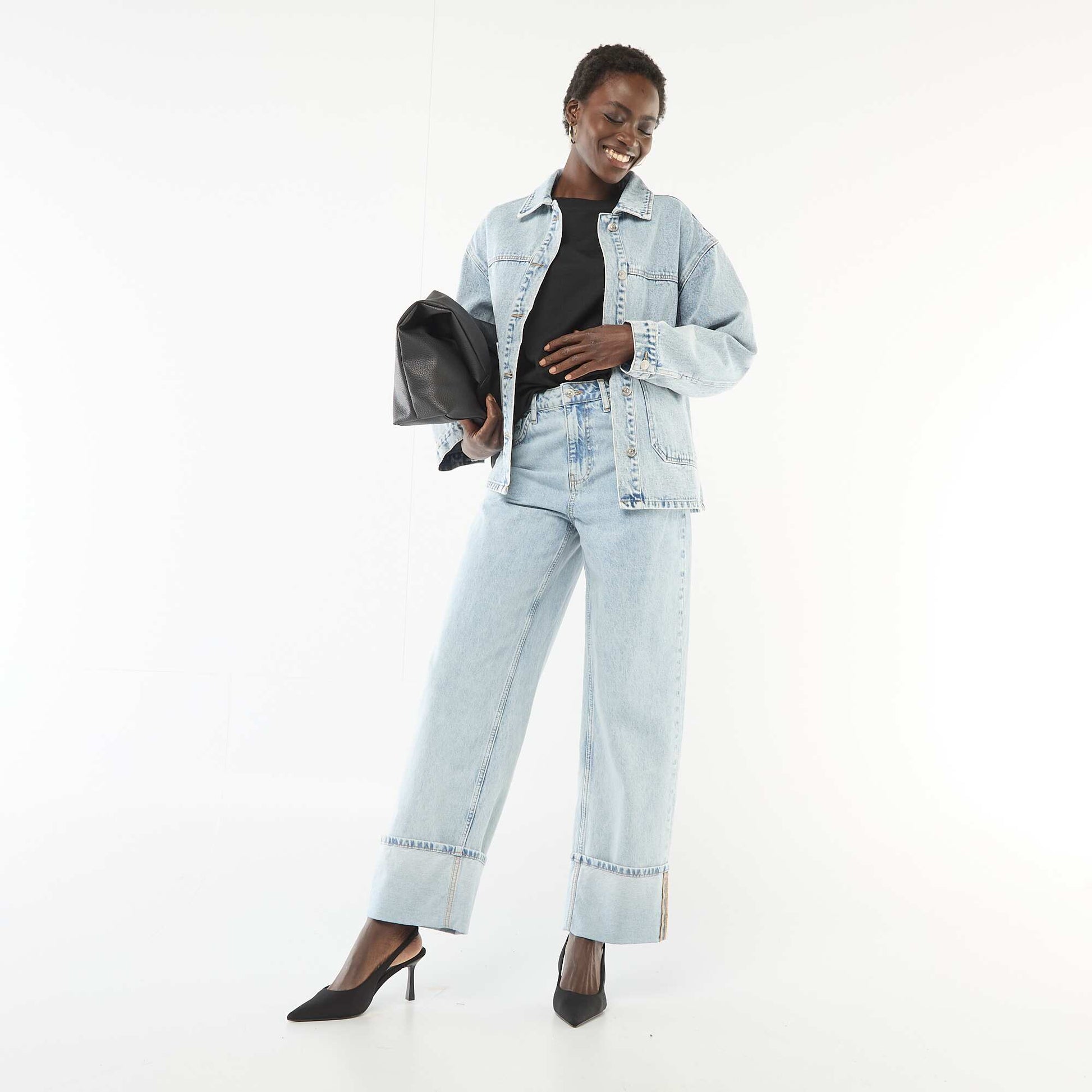 Veste en jean à poches plaquées BLEU