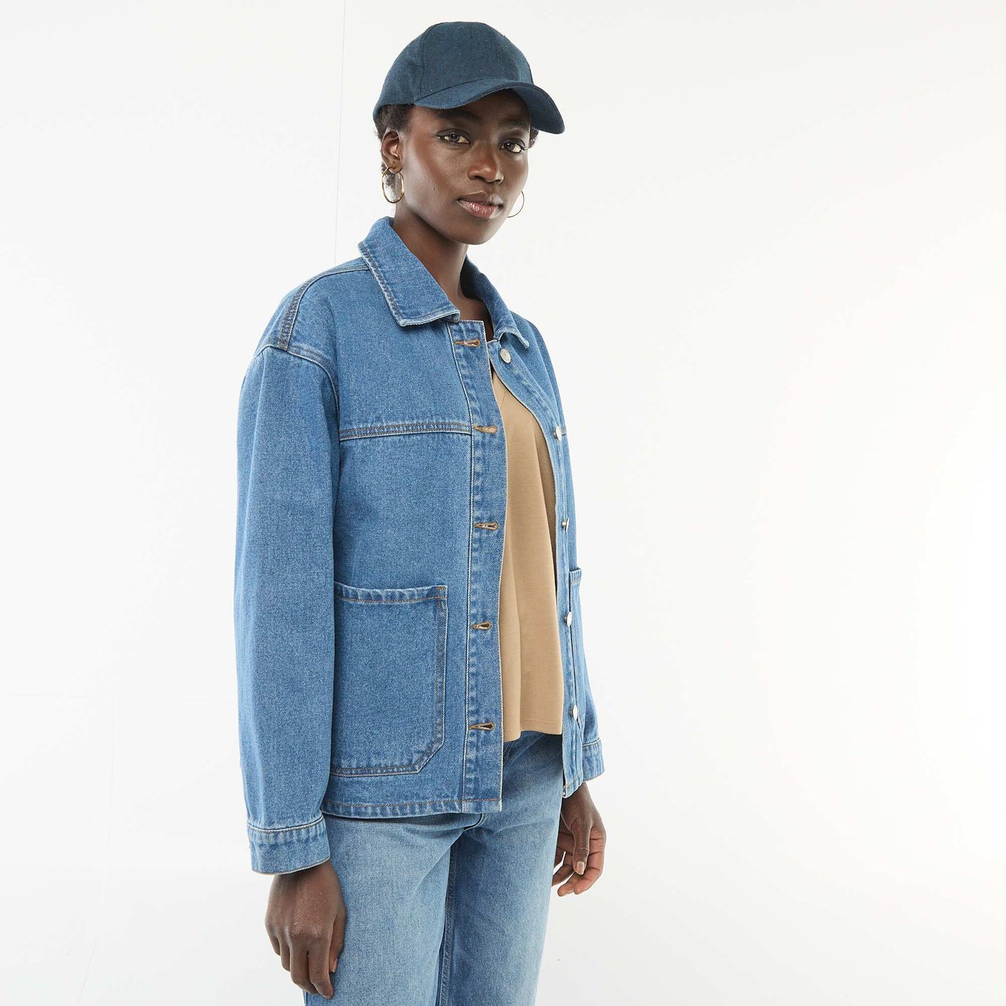 Veste en jean à poches plaquées BLEU