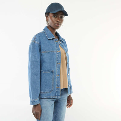 Veste en jean à poches plaquées BLEU