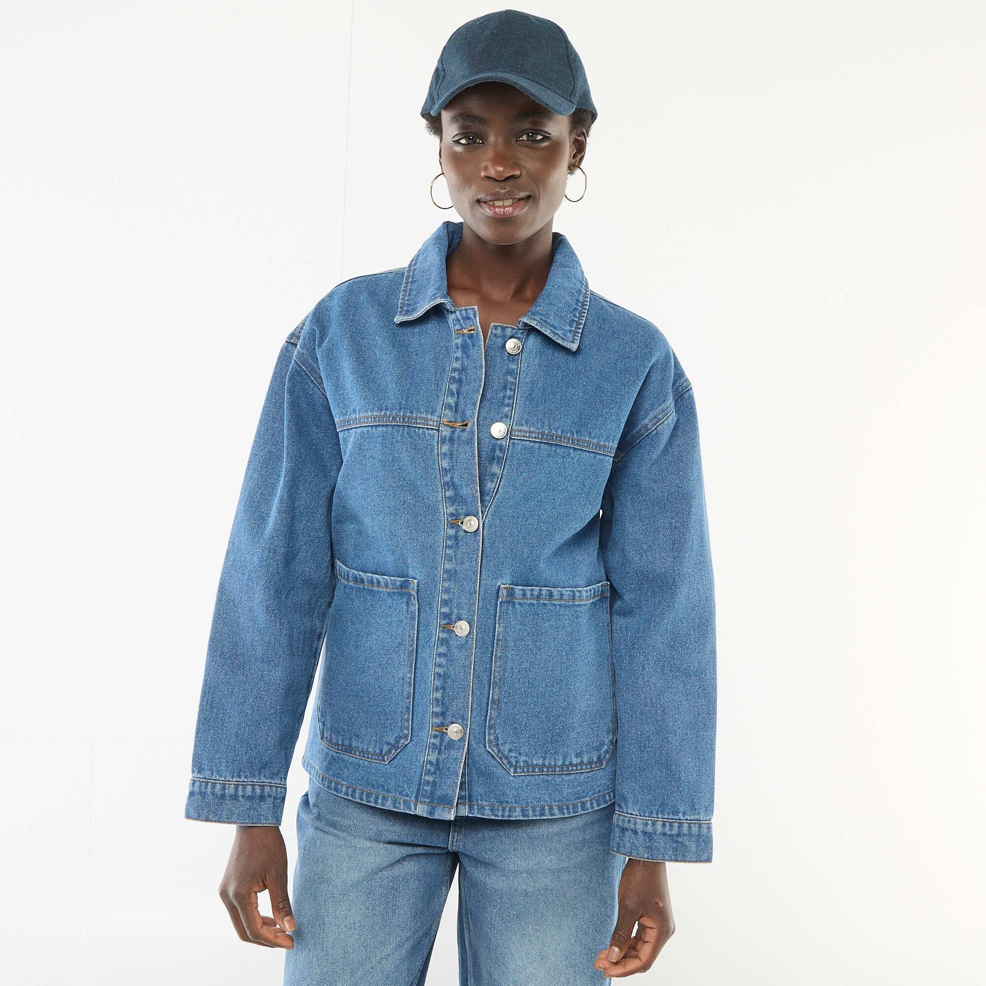 Veste en jean à poches plaquées BLEU